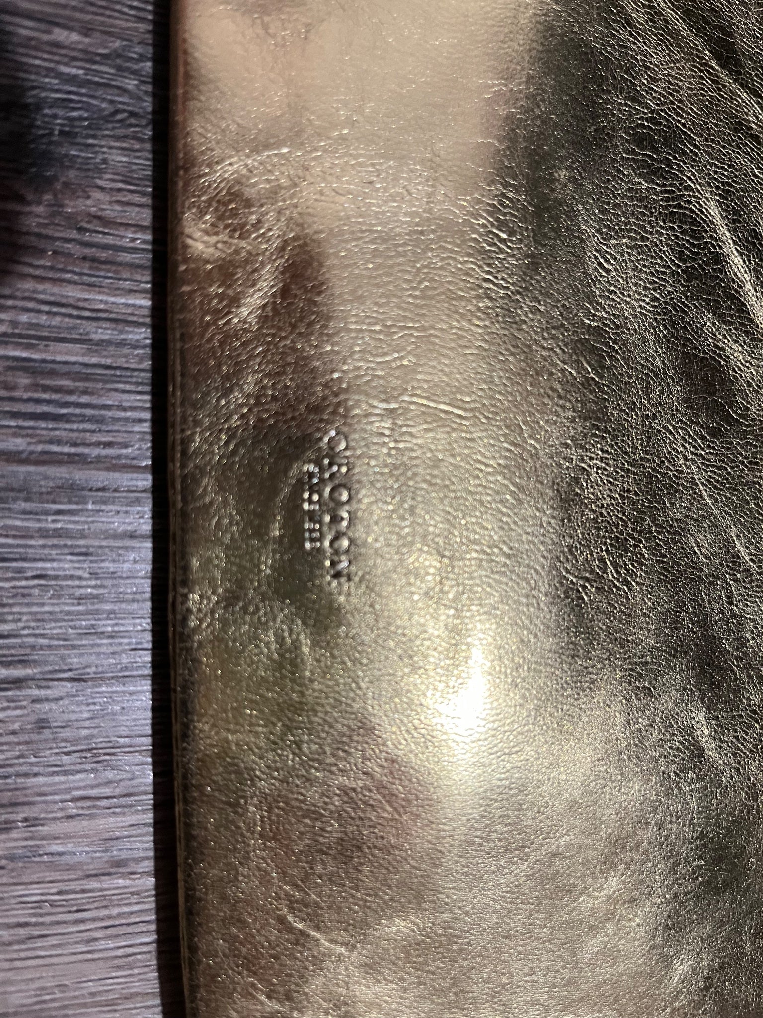 Oroton Metallic Gold Leather Wristlet Clutch - Image 2