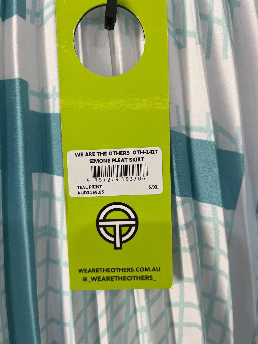 We Are The Others Simone Pleat Skirt Teal Print Size XL - Image 2