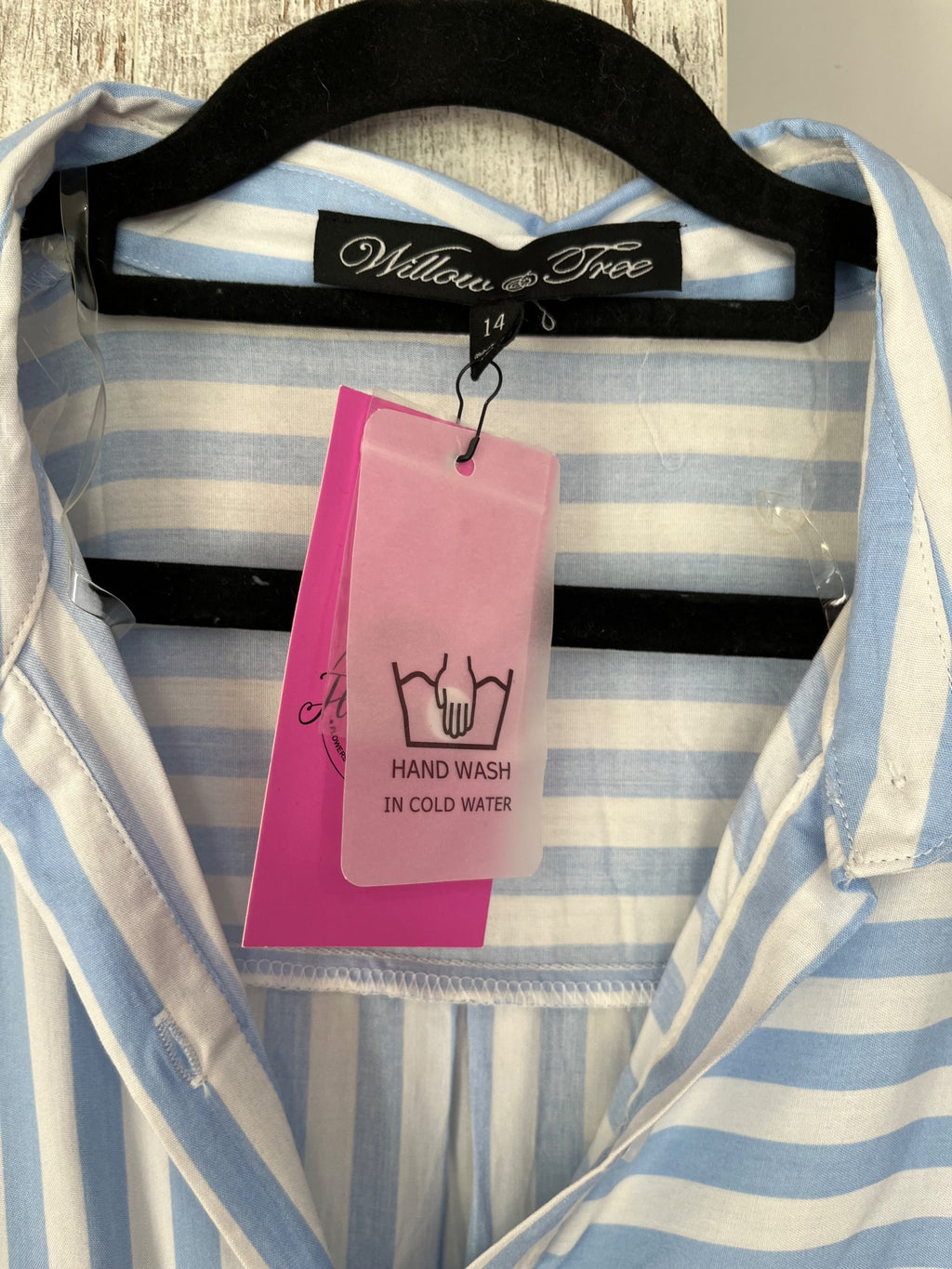 Willow & Tree Blue and White Striped Oversized Button-Down Shirt Size 14 - Image 2