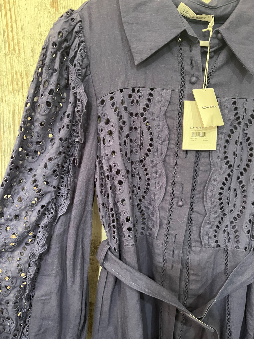 Saint Armont Lula Mini Shirt Dress French Navy Size 12 - Image 2