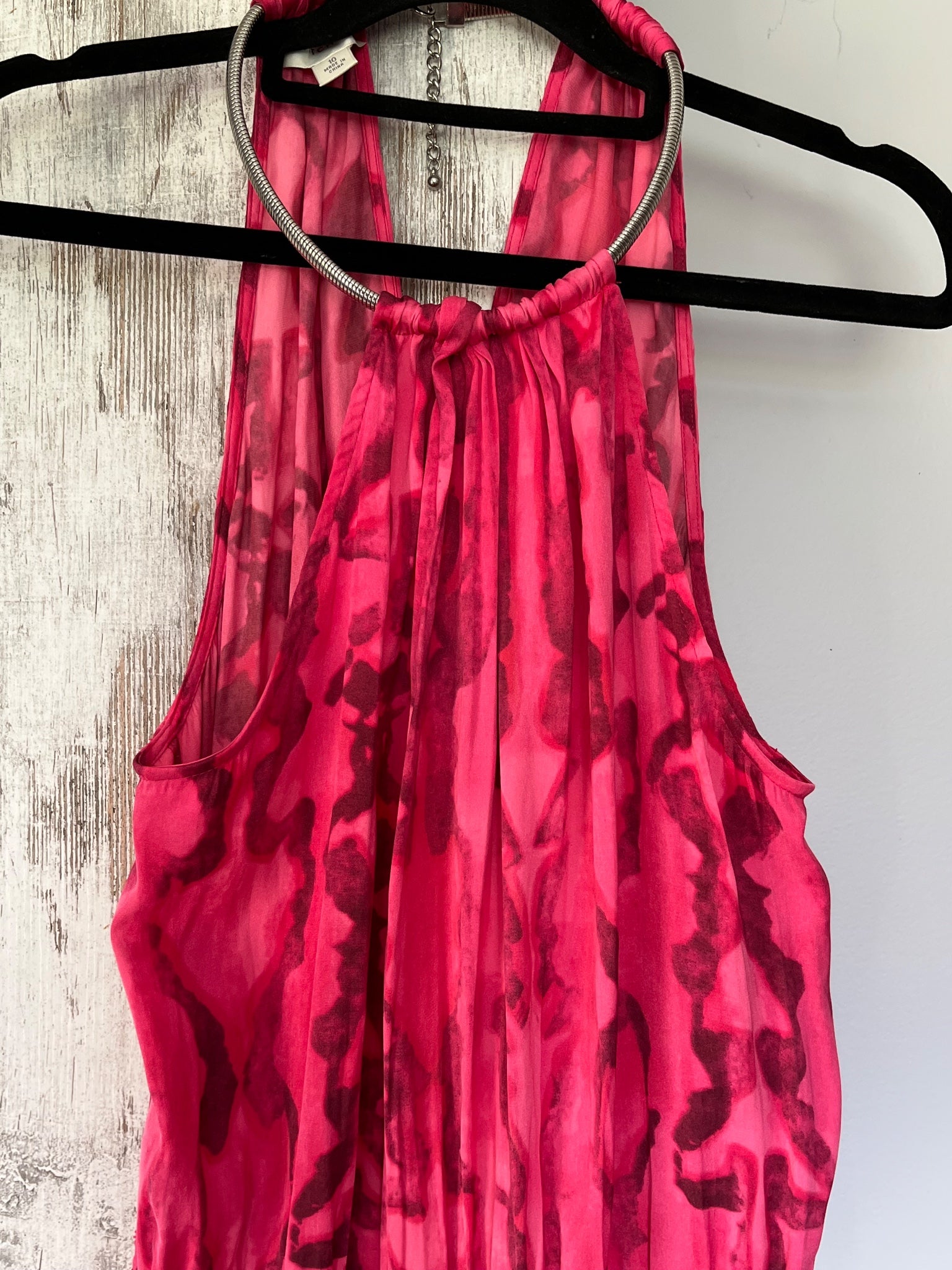 Witchery Pink Abstract Print Halter Neck Maxi Dress Size 10 - Image 2
