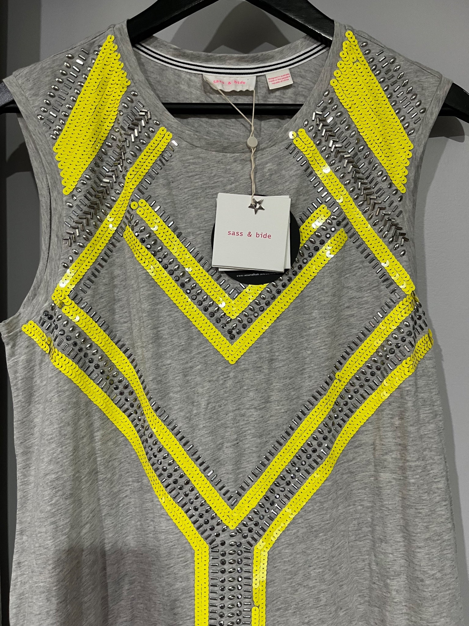 Sass & Bide All In Destiny Sequin Embellished Tee Dress Grey Size M - Image 2