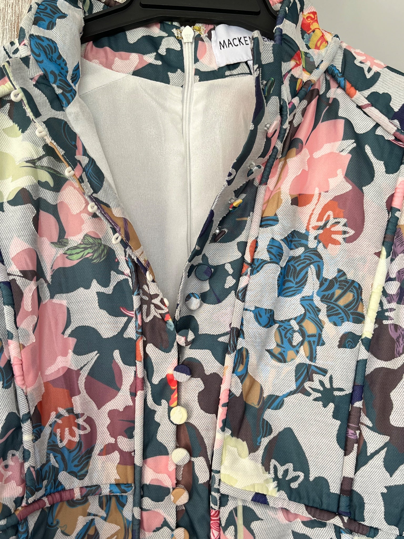 Mackenziemode Floral Print Long Sleeve Mini Dress AU 12 - Image 2