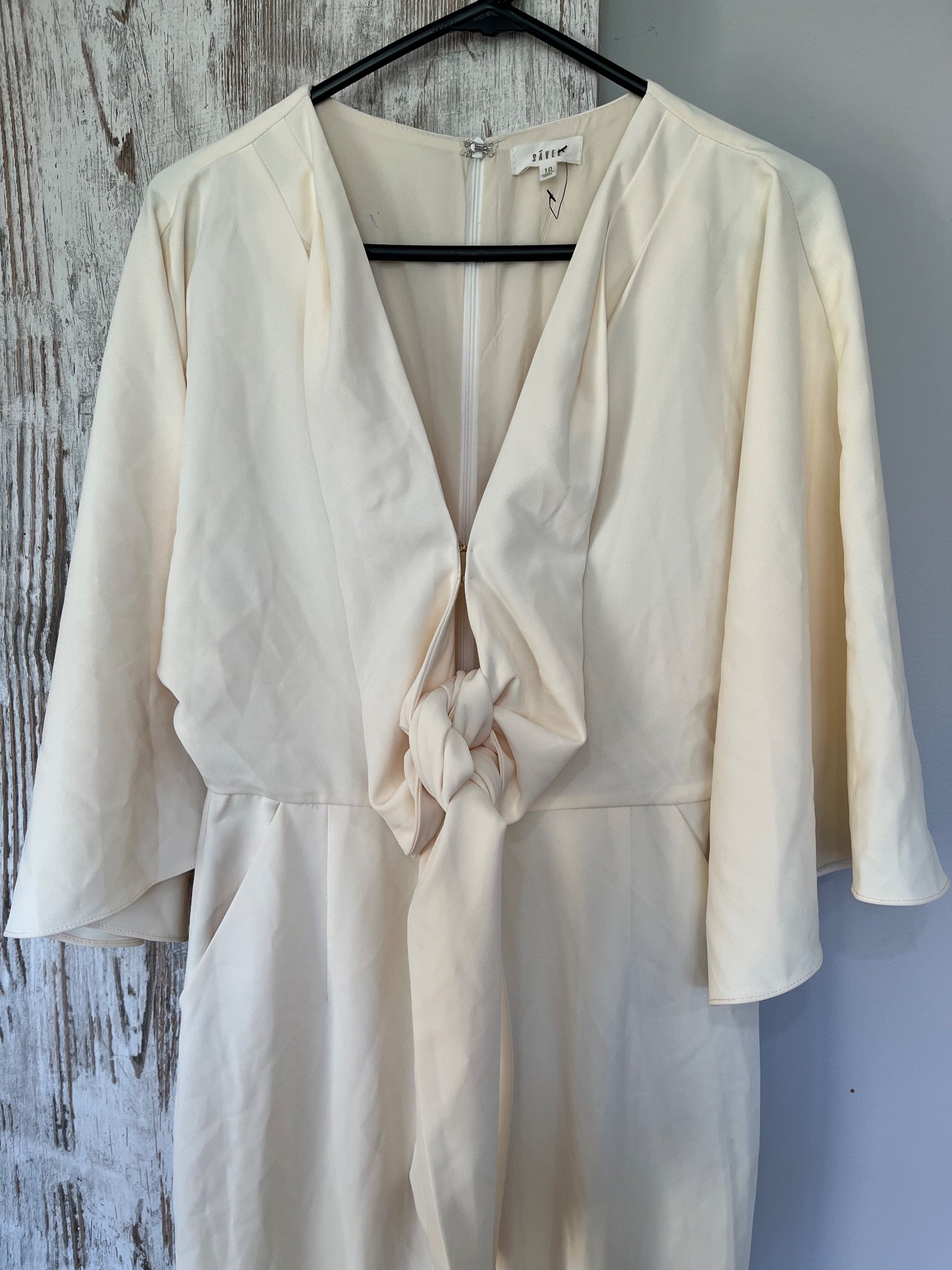 SÄVEL Cream Tie-Front Jumpsuit Size 10 - Image 2
