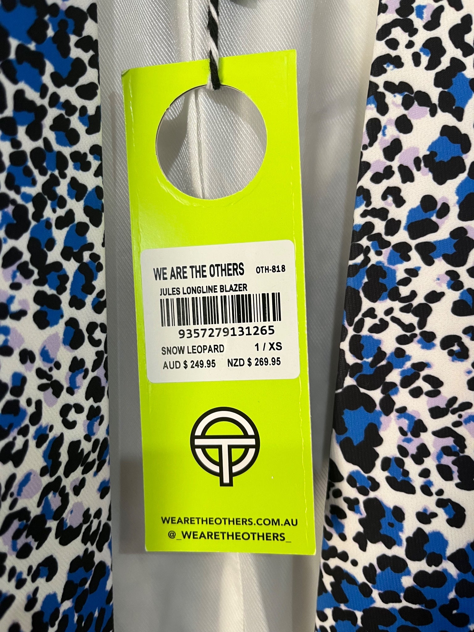 We Are The Others Jules Longline Blazer Snow Leopard Print Size XS - Image 2