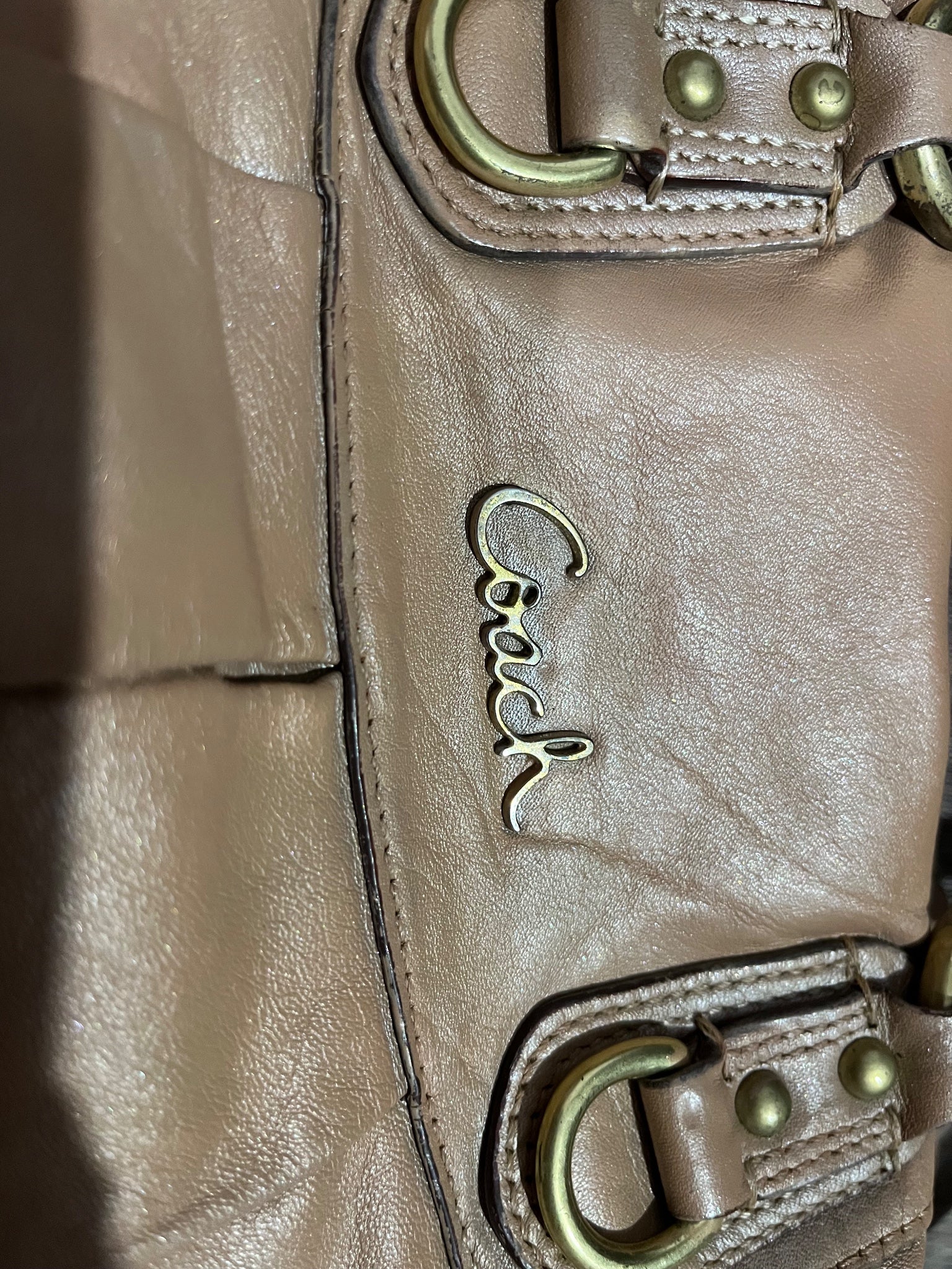 Coach Metallic Gold Leather Satchel Handbag - Image 2