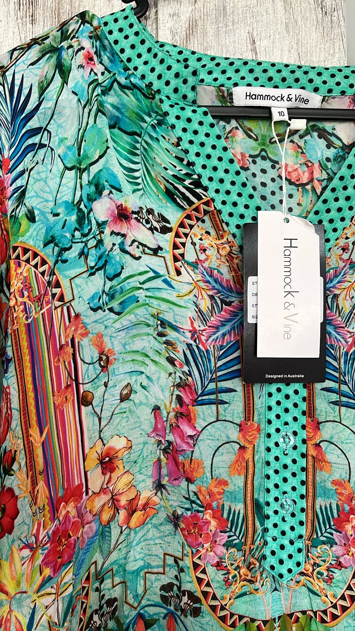 Hammock & Vine Floral Print Kaftan Tunic Top Size 10 - Image 2