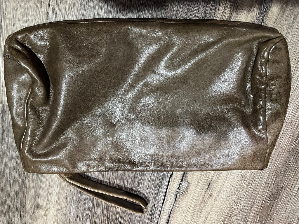 Vintage Oroton Leather Chevron Quilted Wristlet Clutch Bronze - Image 2
