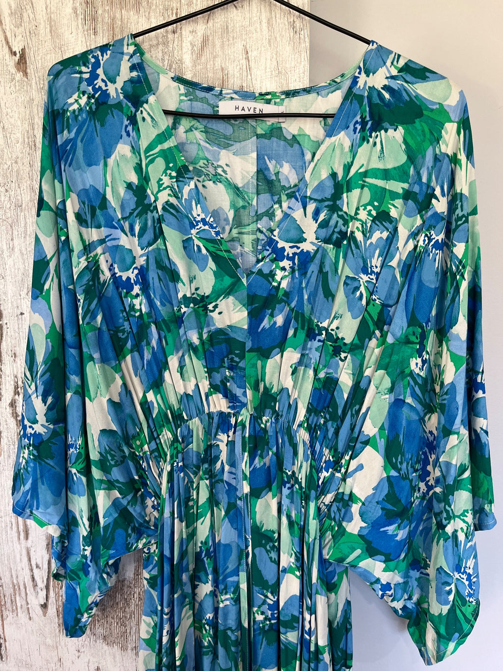 Haven Blue And Green Floral Kaftan Maxi Dress - Image 2