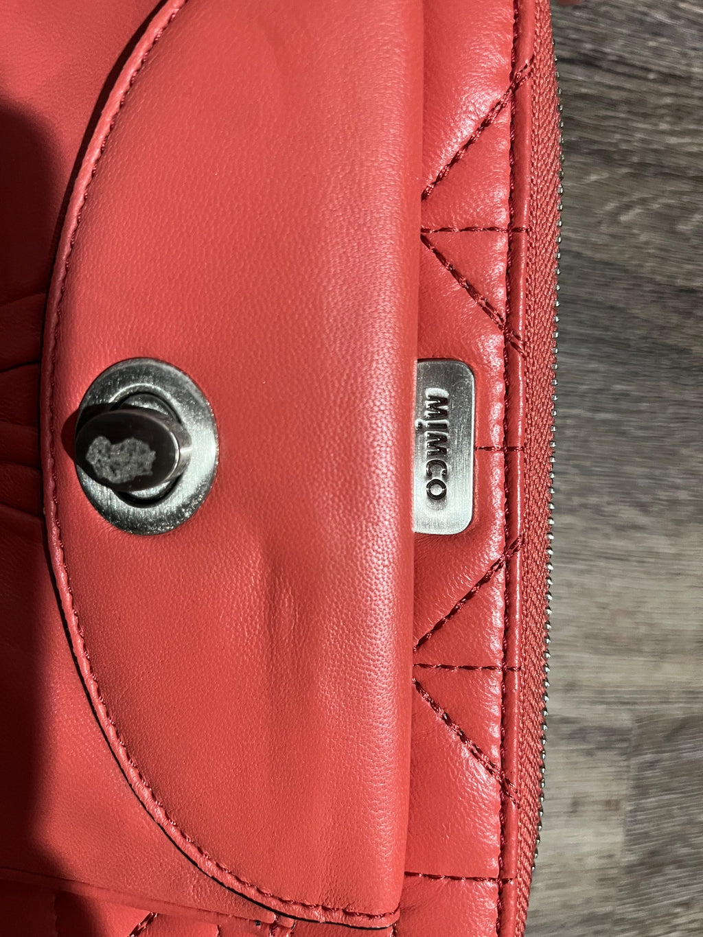 Mimco Quilted Leather Turn-Lock Zip-Around Wallet Red - Image 2