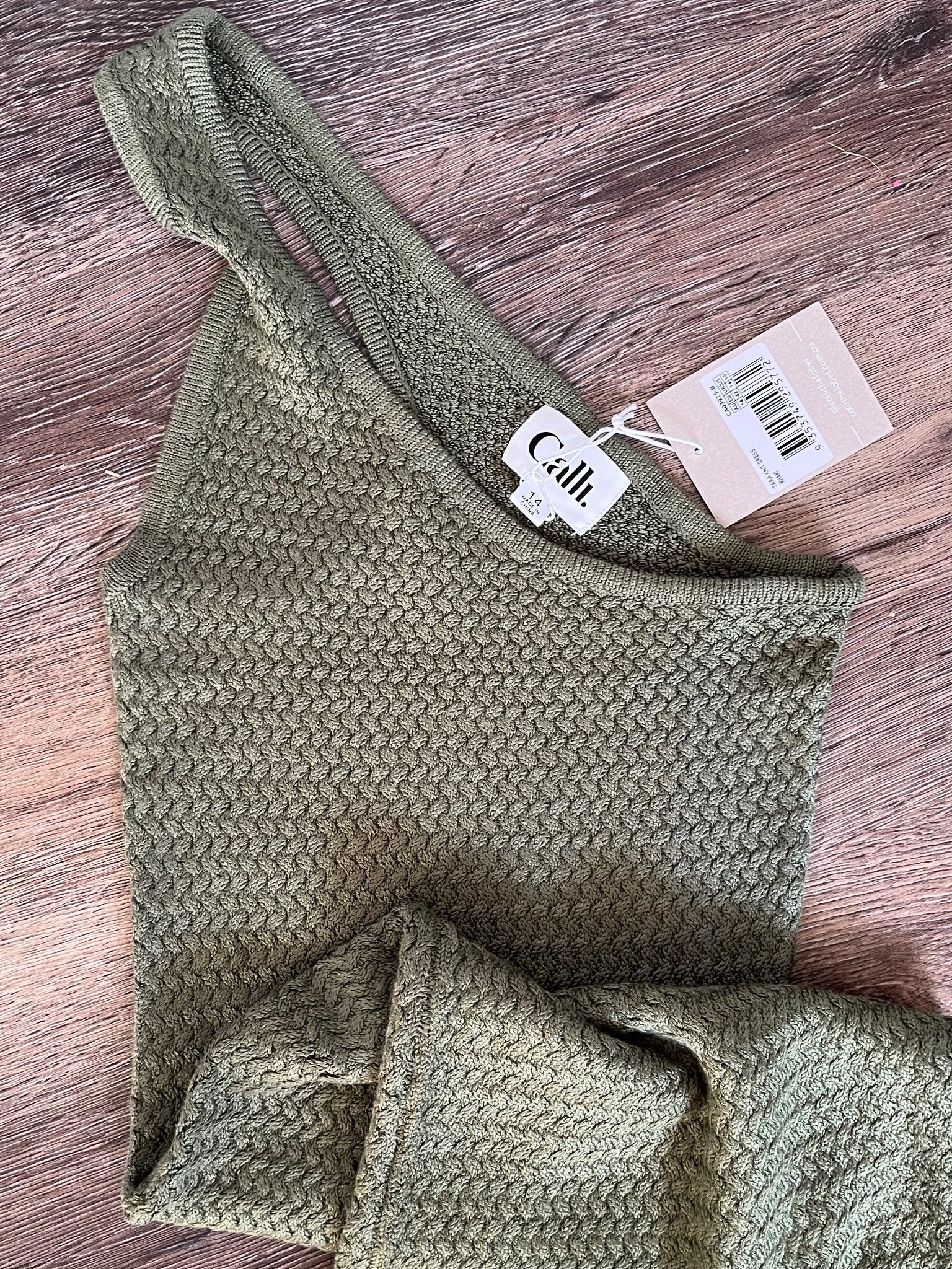Calli.. Tara Knit Midi Dress Khaki Size 14 - Image 2