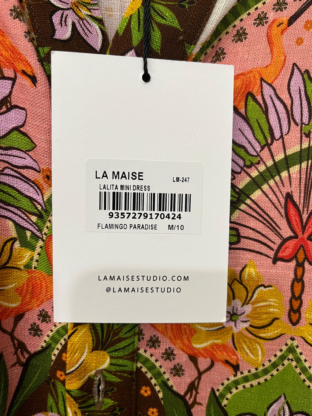 La Maise Studio Lalita Mini Dress Flamingo Paradise Size M - Image 2