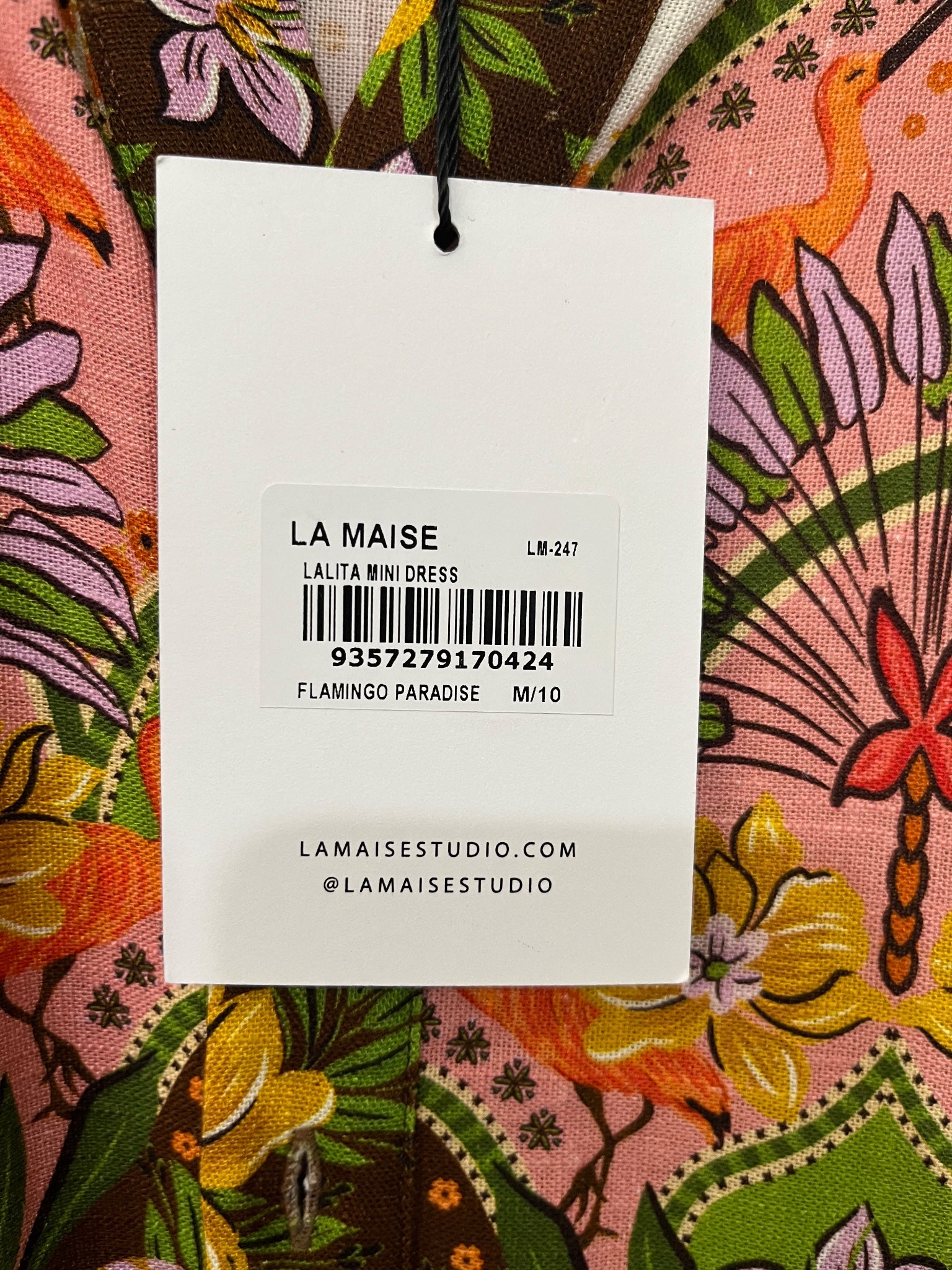 La Maise Studio Lalita Mini Dress Flamingo Paradise Size M - Image 2