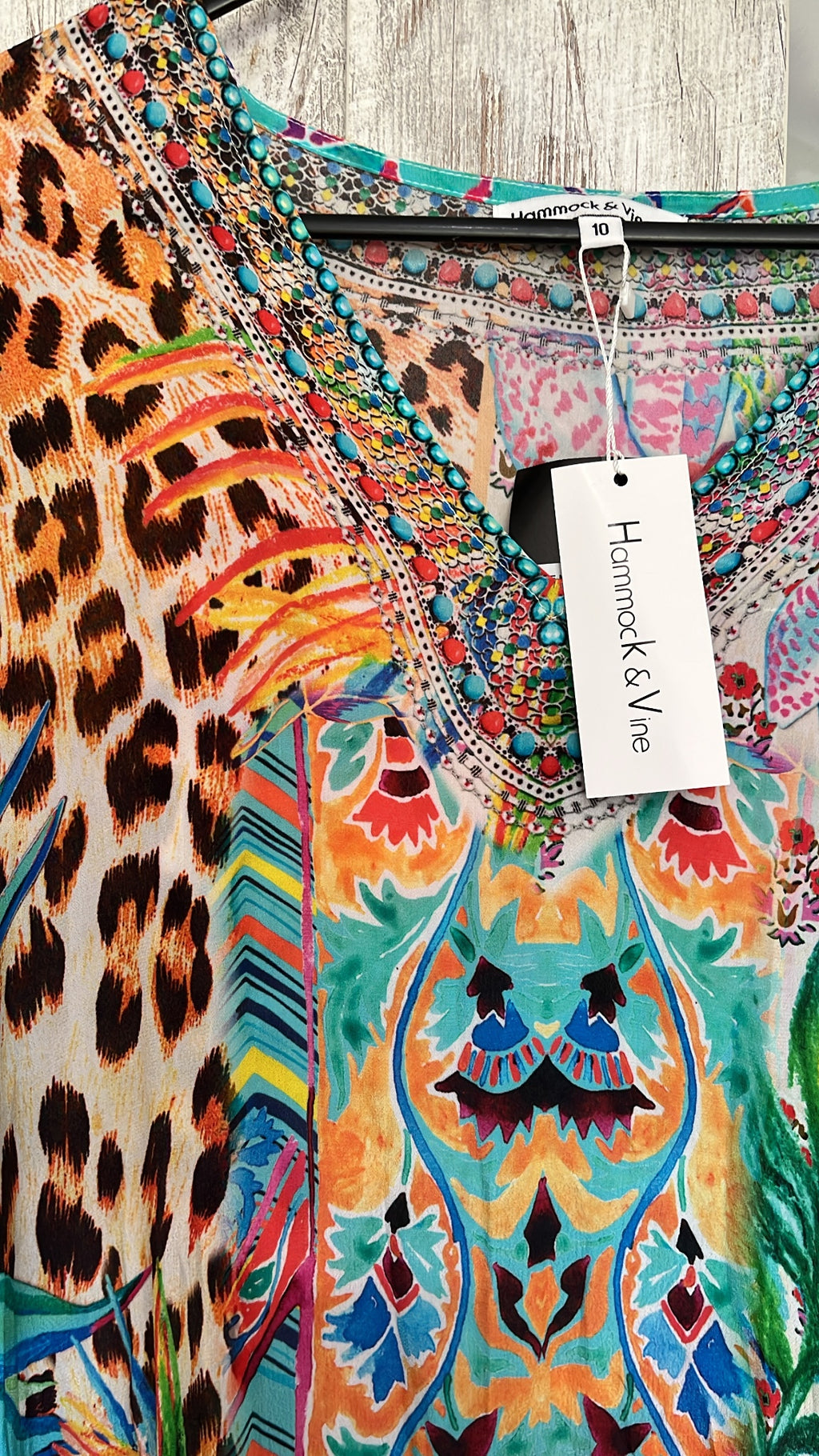 Hammock & Vine Vibrant Multi-Print Kaftan Dress Size 10 - Image 3