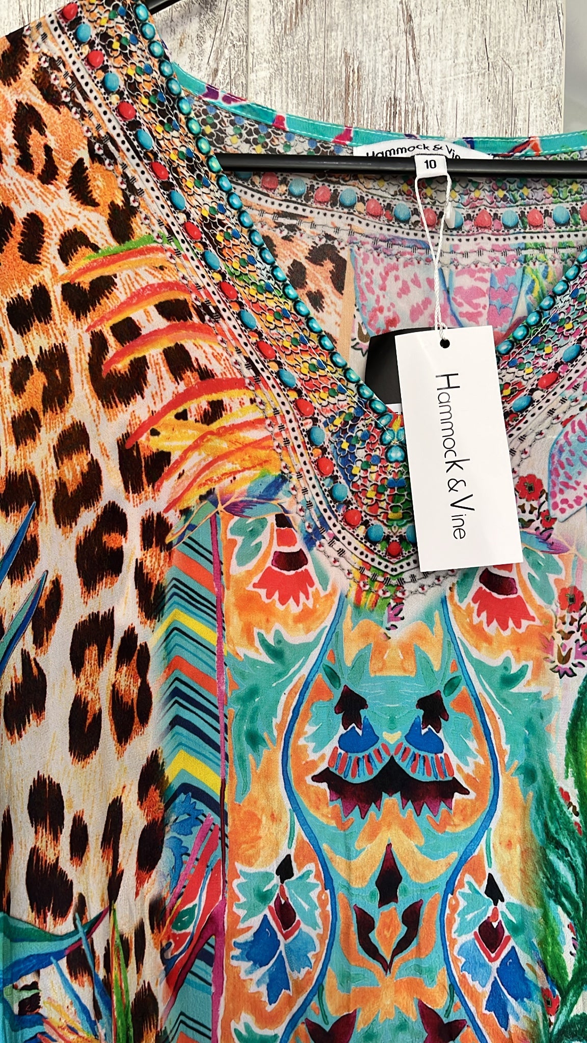 Hammock & Vine Vibrant Multi-Print Kaftan Dress Size 10 - Image 3