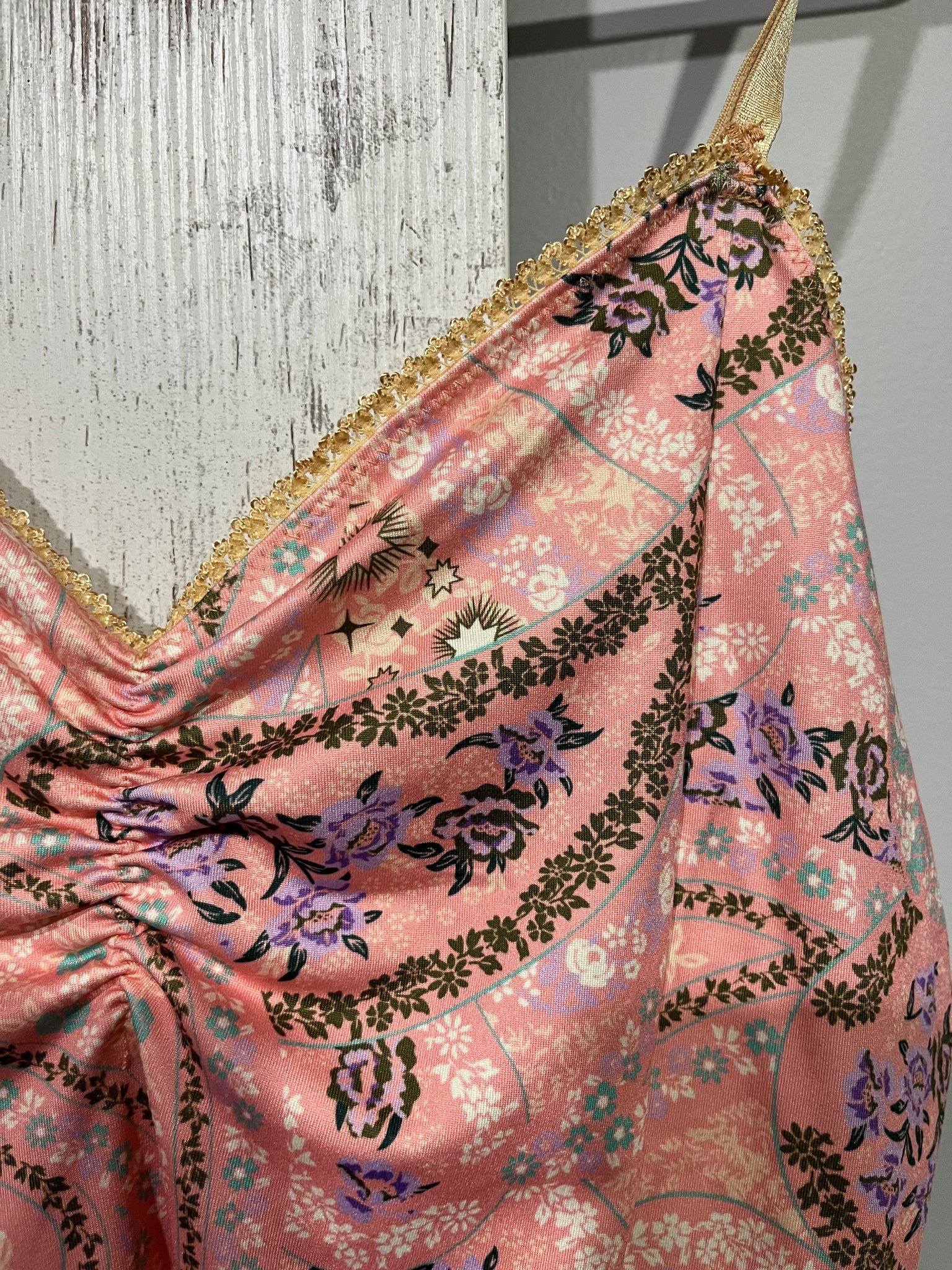 Spell & the Gypsy Pink Paisley Floral Satin Bodysuit XL  - Image 2