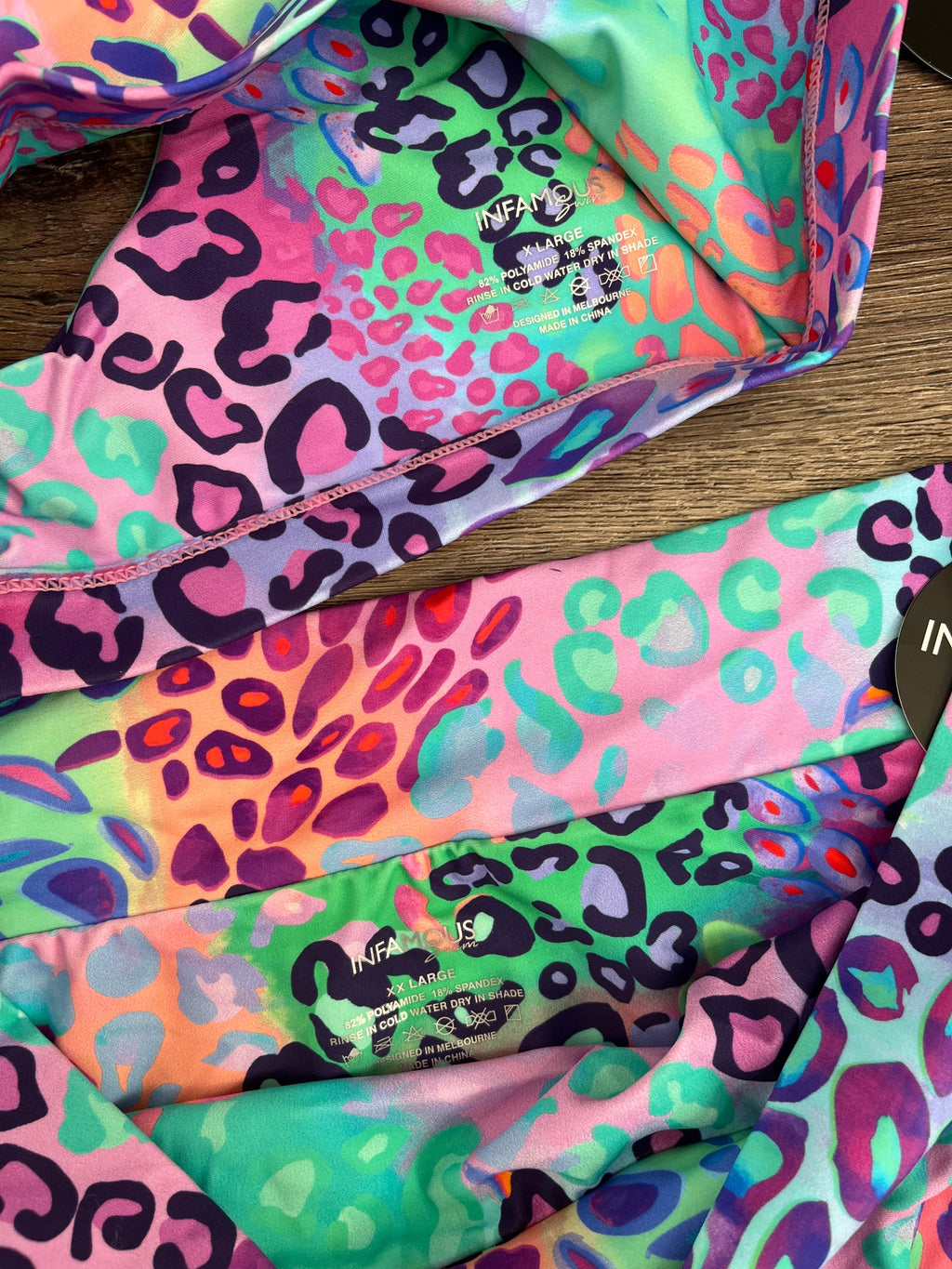 INFAMOUS Neon Leopard Print Bikini Set XL/XXL - Image 2