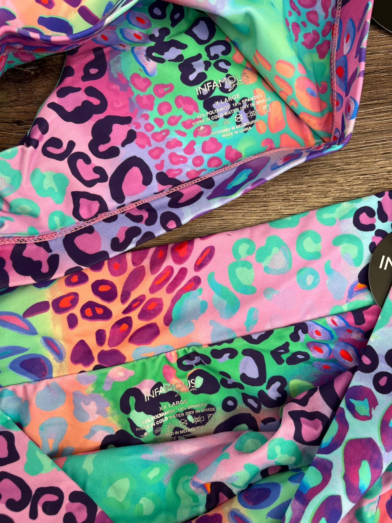 INFAMOUS Neon Leopard Print Bikini Set XL/XXL - Image 2