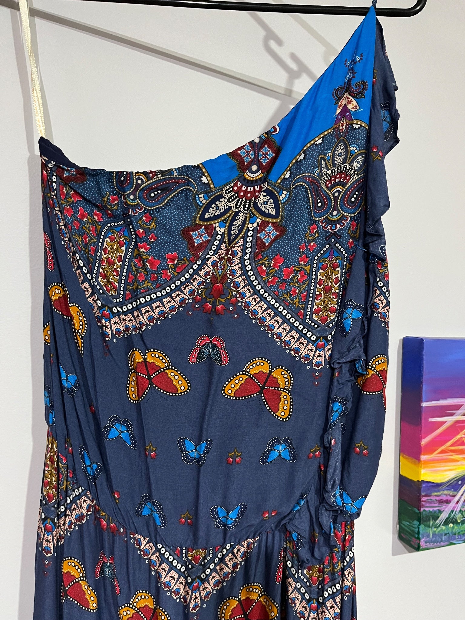 FARM RIO One-Shoulder Butterfly Print Maxi Dress Size M - Image 2