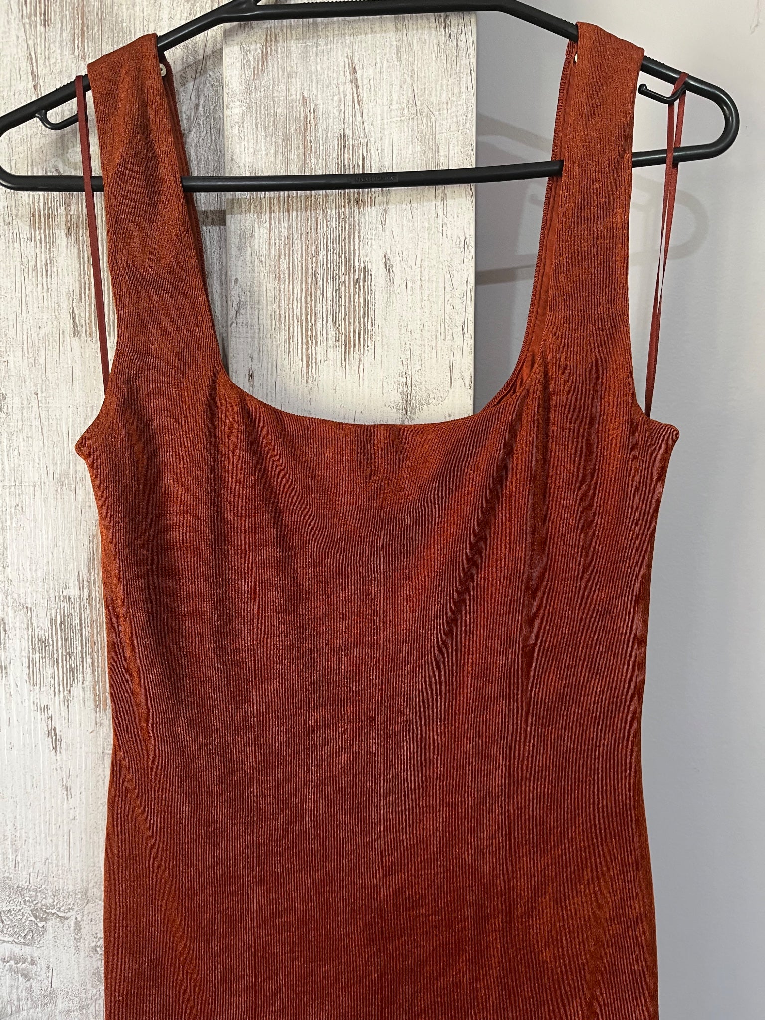 BWLDR Rust Orange Square Neck Ruched Maxi Dress - Image 2