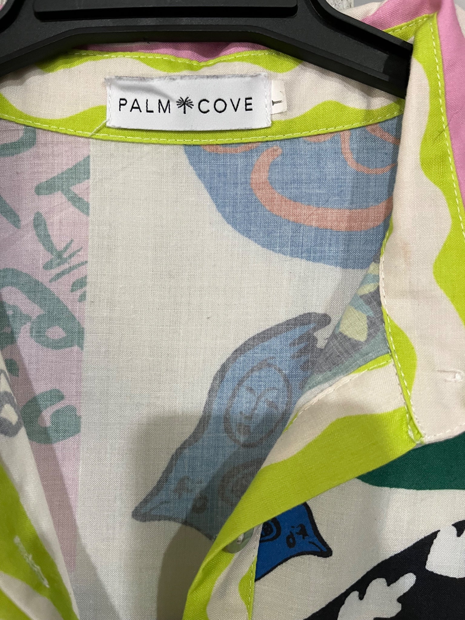 Palm Cove Abstract Print Button-Down Shirt Dress L - Image 2