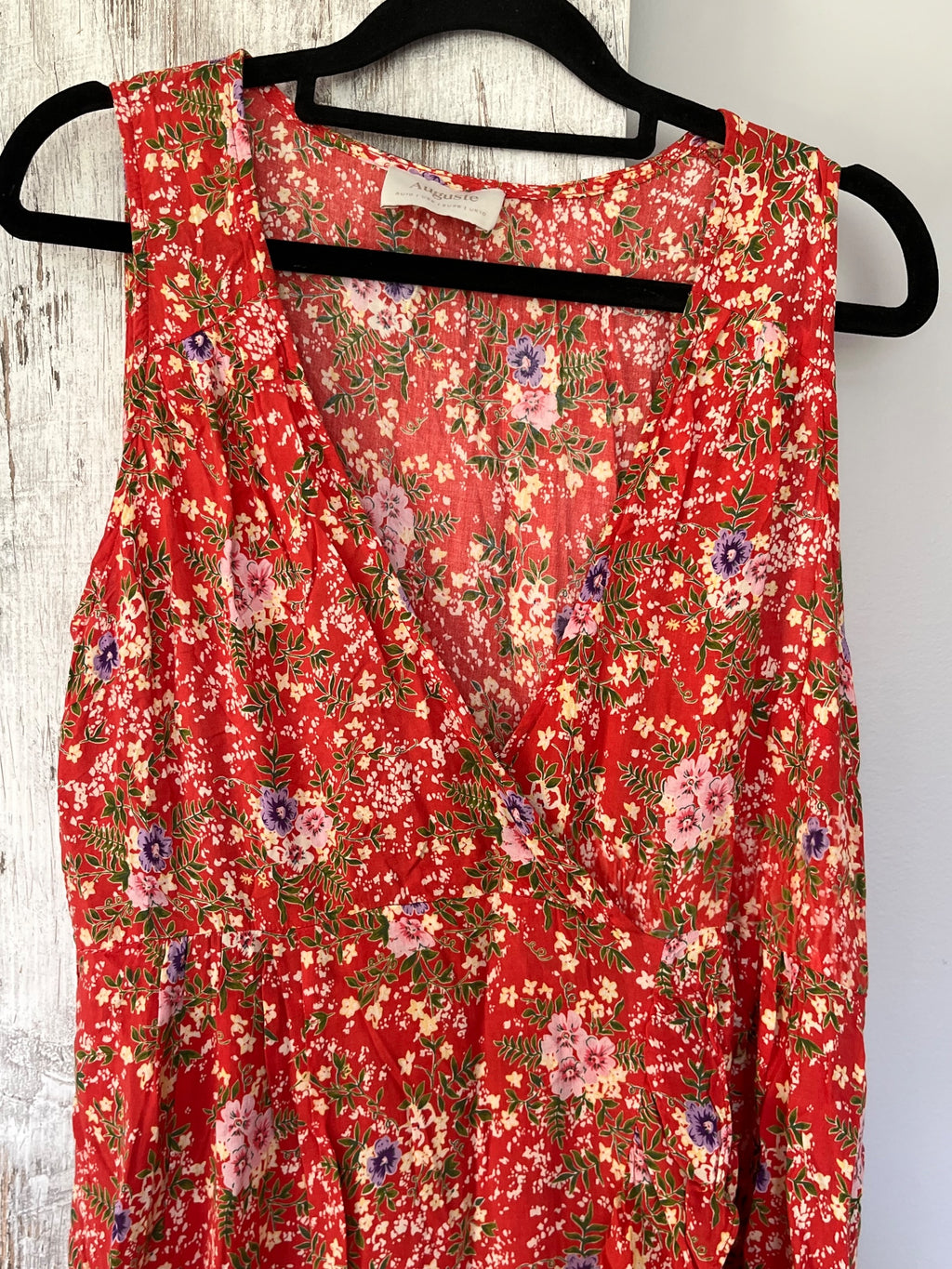 Auguste Red Floral Sleeveless Ruffle Hem Dress - Image 2