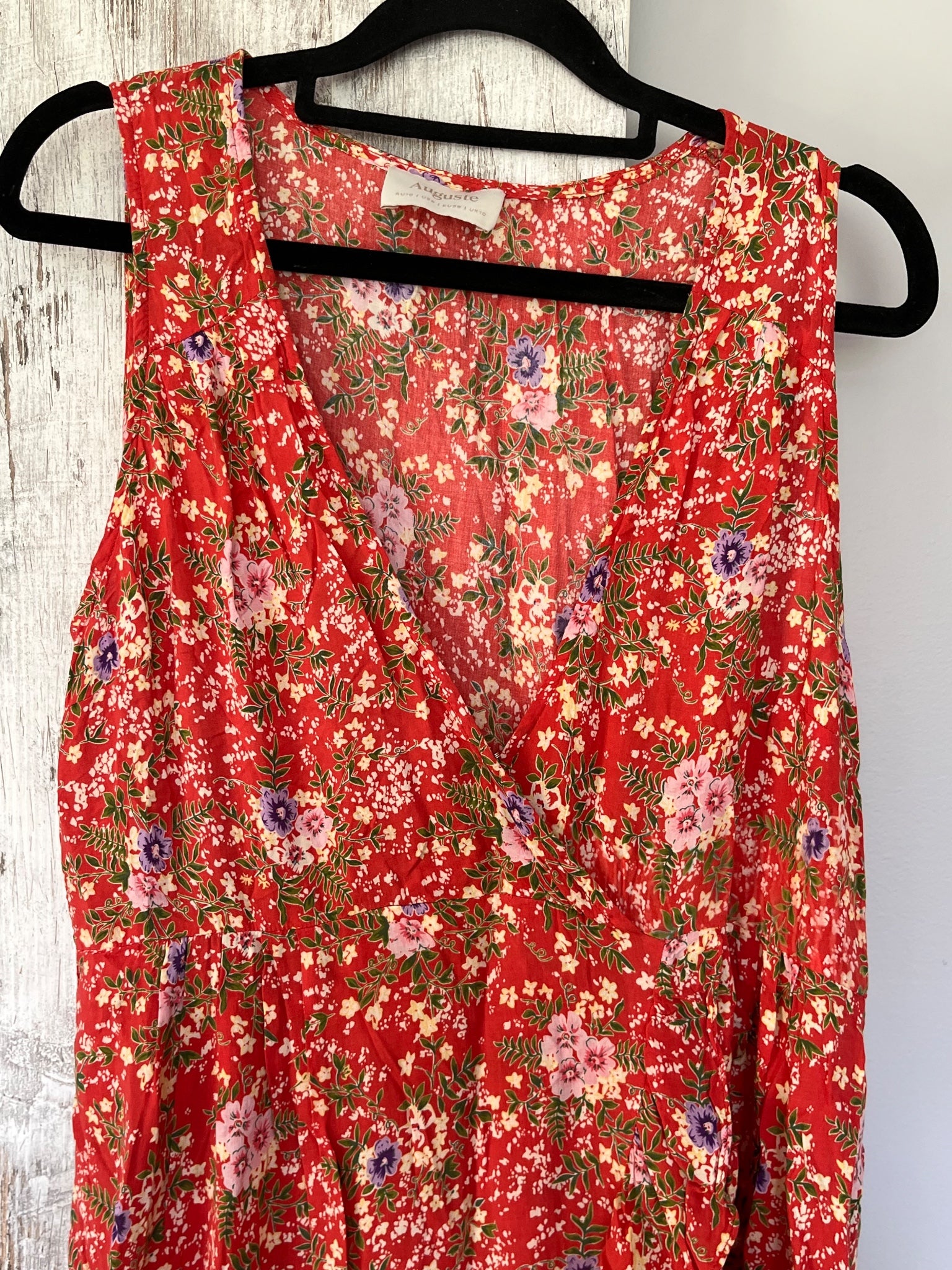 Auguste Red Floral Sleeveless Ruffle Hem Dress - Image 2