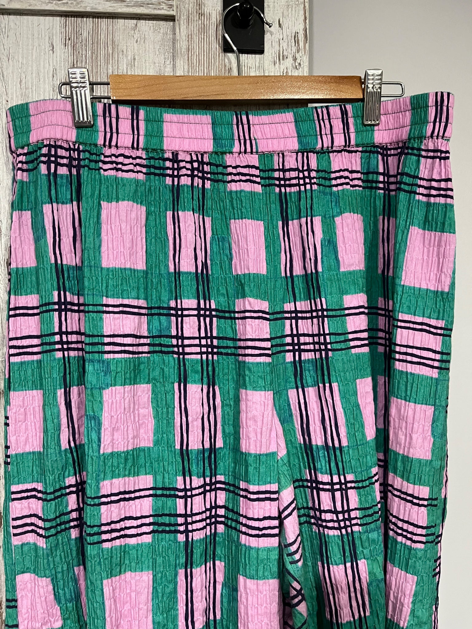 Gorman Green & Pink Plaid Organic Cotton Lounge Pants Size 16 - Image 2