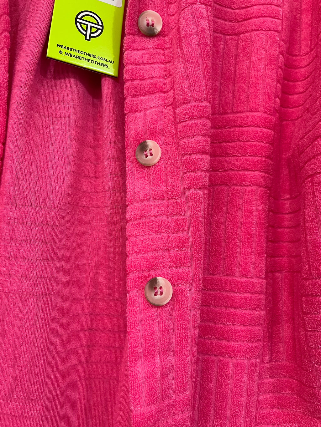 We Are The Others Hot Pink Textured Towelling Button-Down Shirt - Image 2