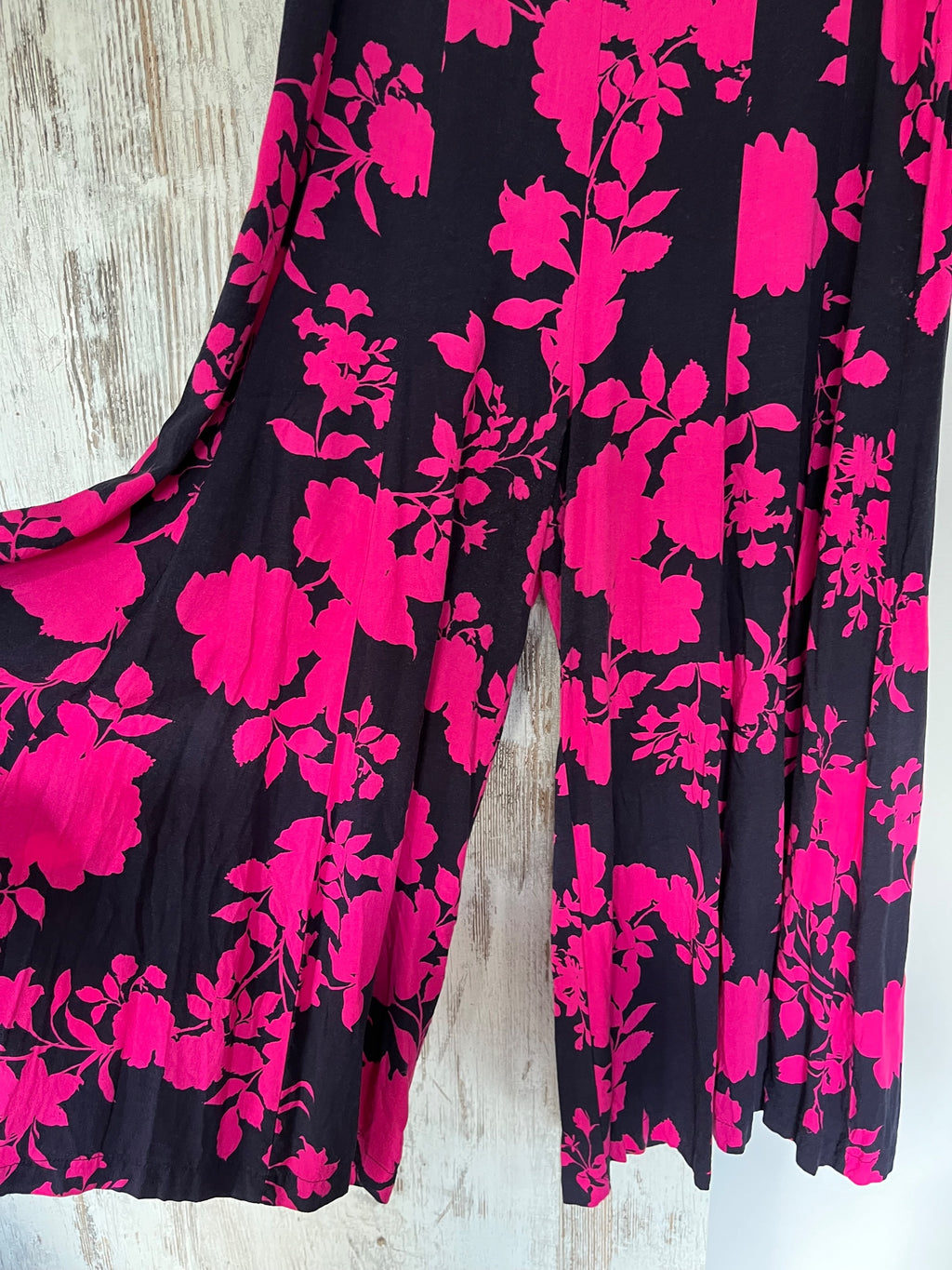 St Frock Black And Pink Floral Wide Leg Palazzo Pants - Image 2