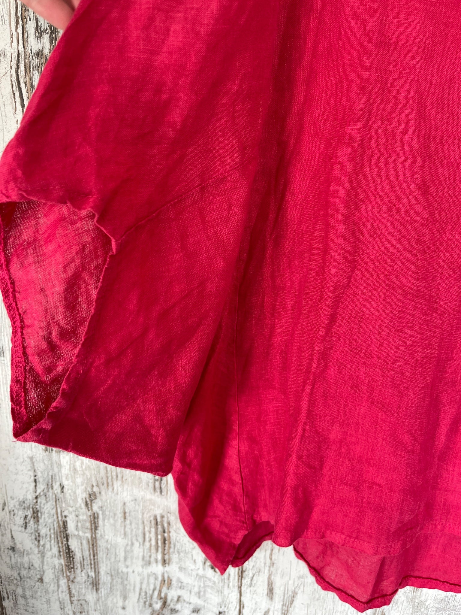 Donna Donna Made In Italy Pink Linen Blend Boxy Top - Image 2