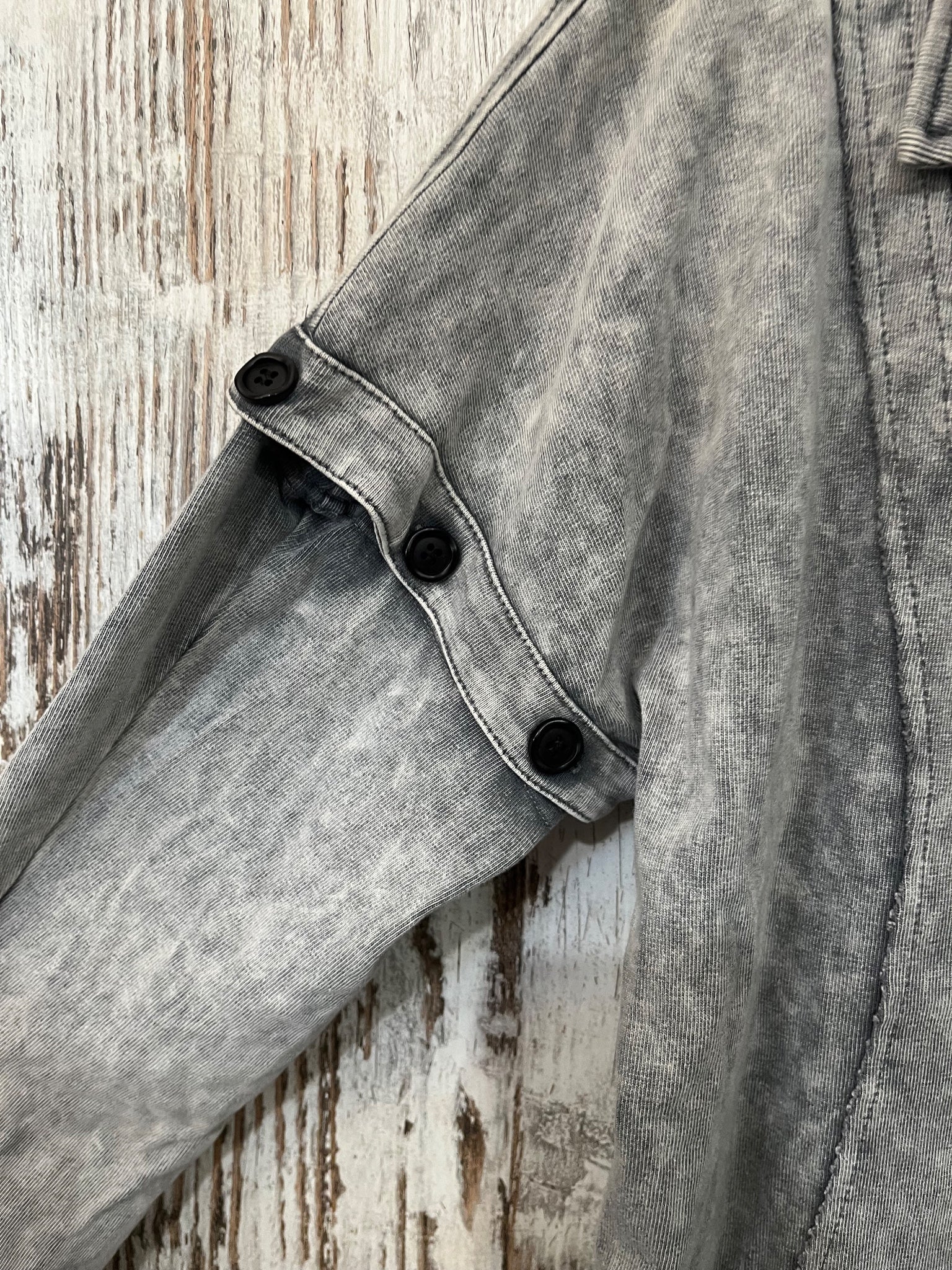 Nuth Distressed Acid Wash Asymmetrical Pullover Grey - Image 2