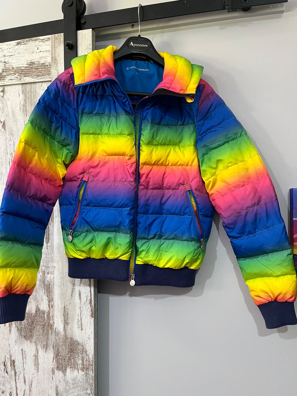 Perfect Moment Rainbow Stripe Puffer Ski Jacket - Image 2