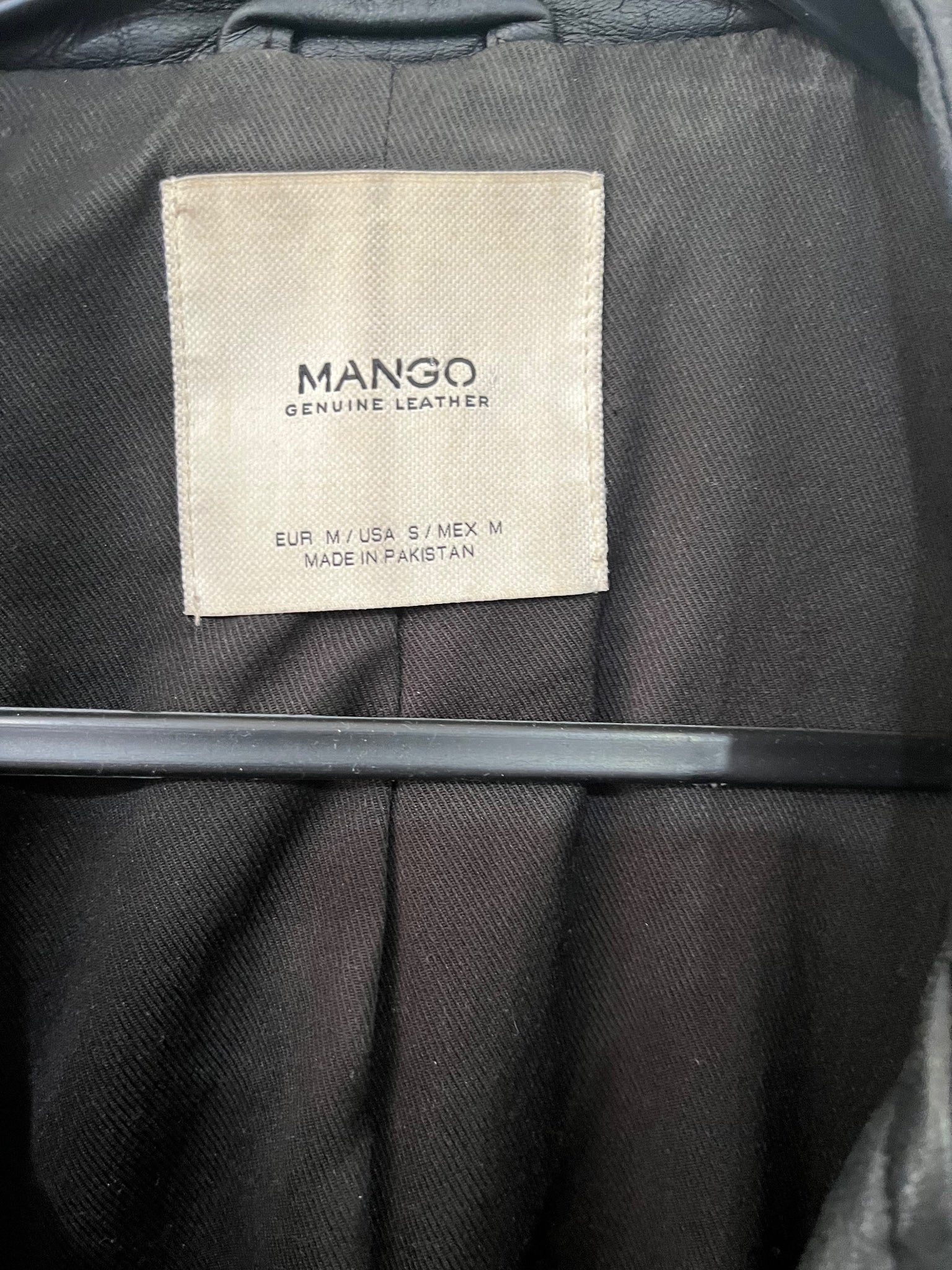 Mango Genuine Leather Biker Jacket Black - Image 2