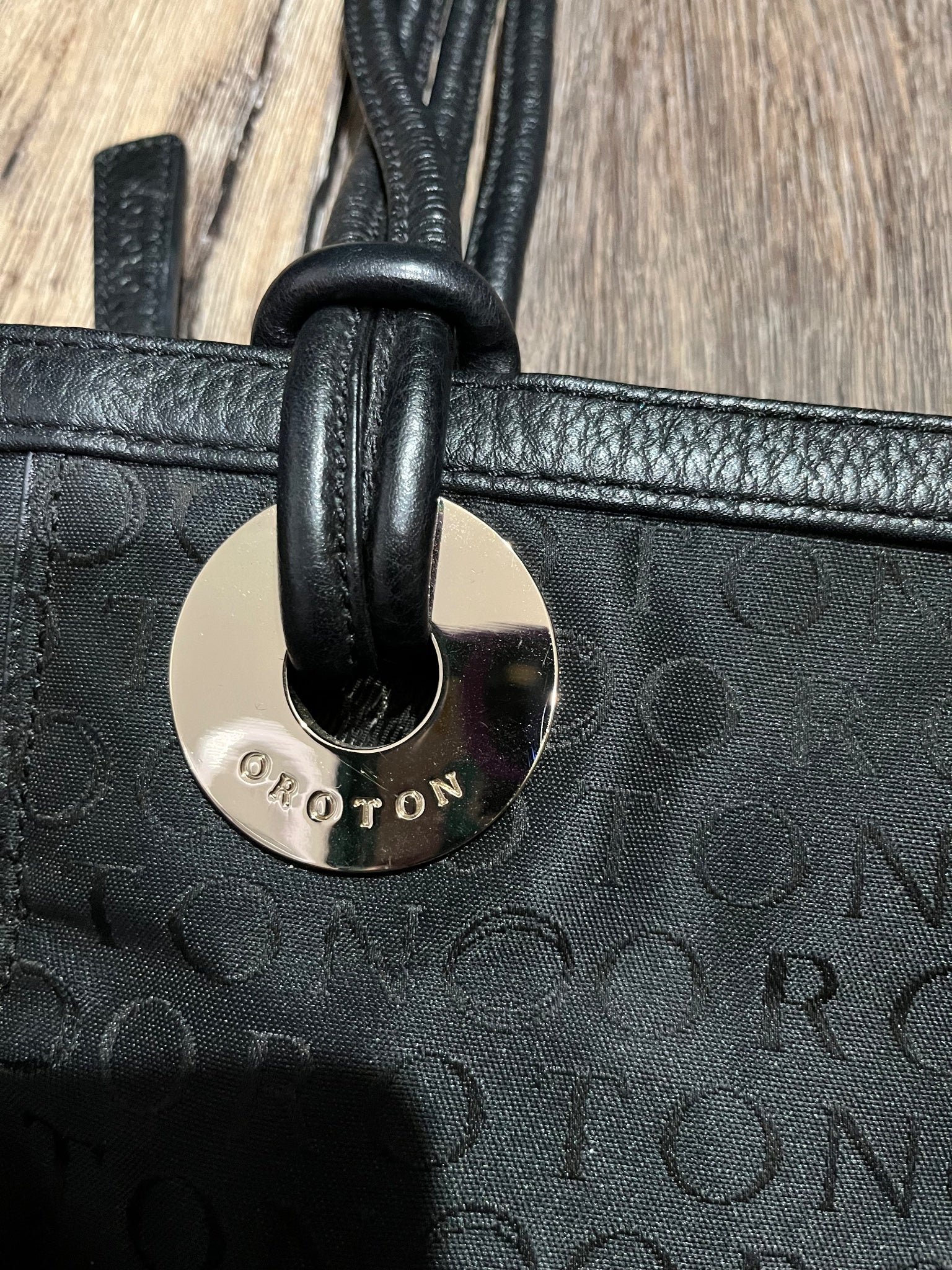 Oroton Signature Jacquard Black Tote Bag - Image 2