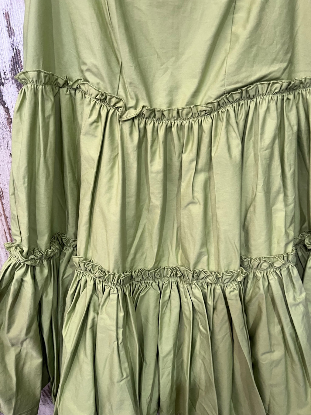 Aureta.. Lime Green Tiered Mini Dress Size S - Image 2