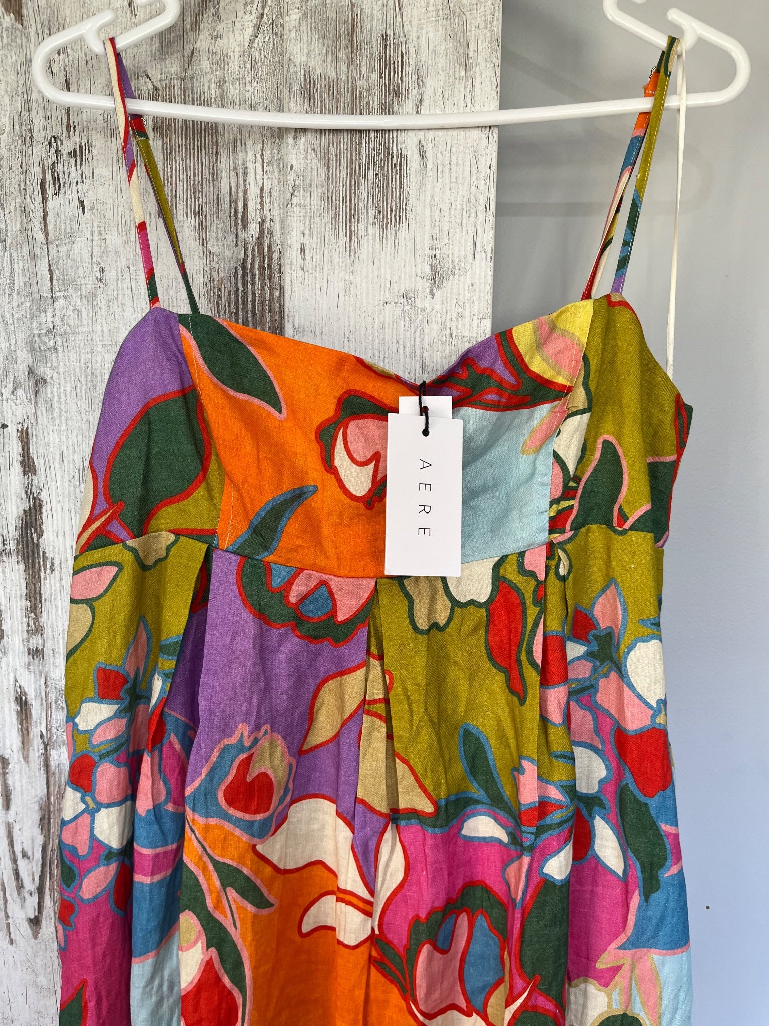 AERE Linen Empire Bodice Maxi Dress Amelia Print Size 14 - Image 2