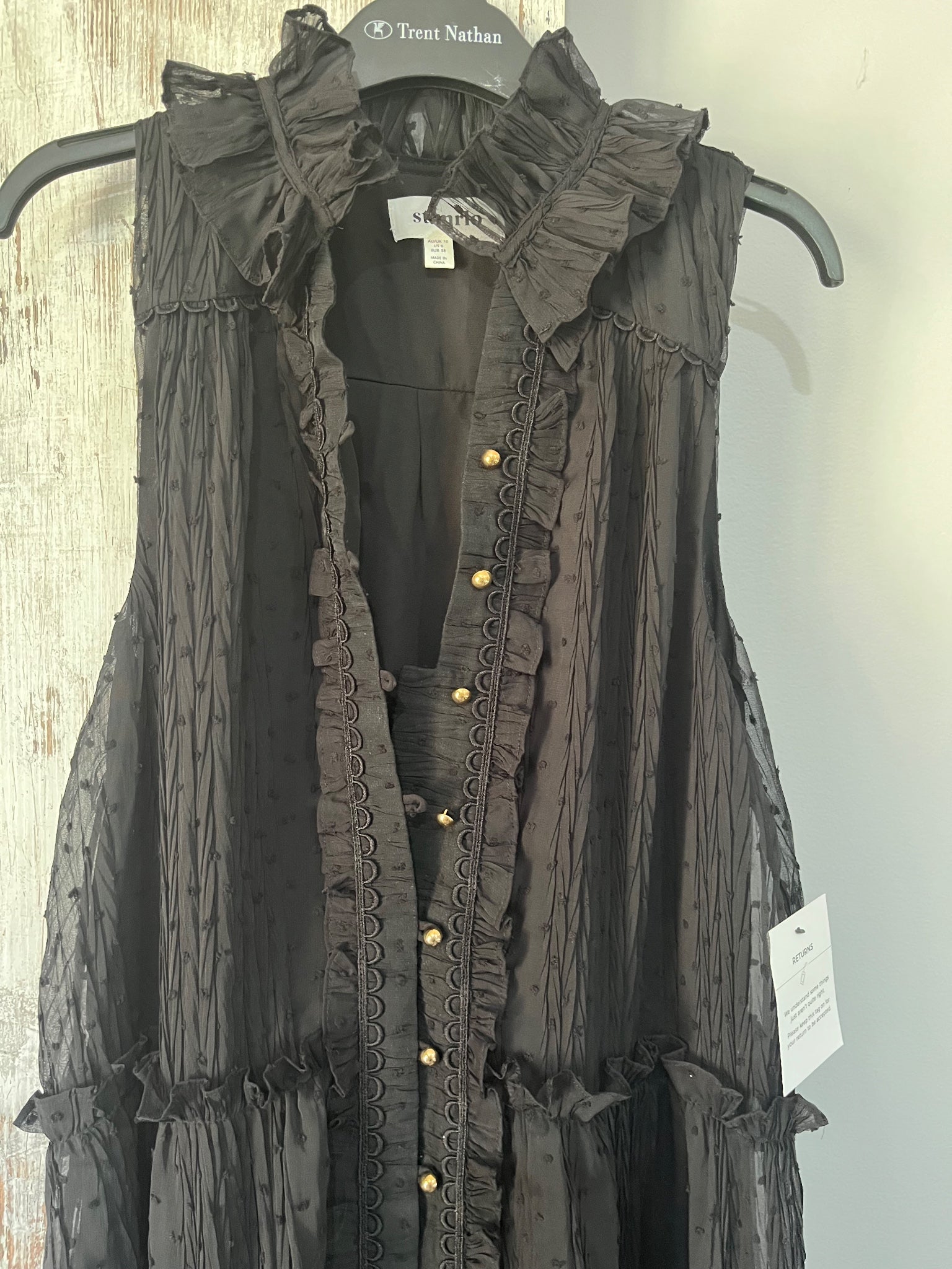 St.mrlo Black Sleeveless Tiered Maxi Dress Size 10 - Image 2