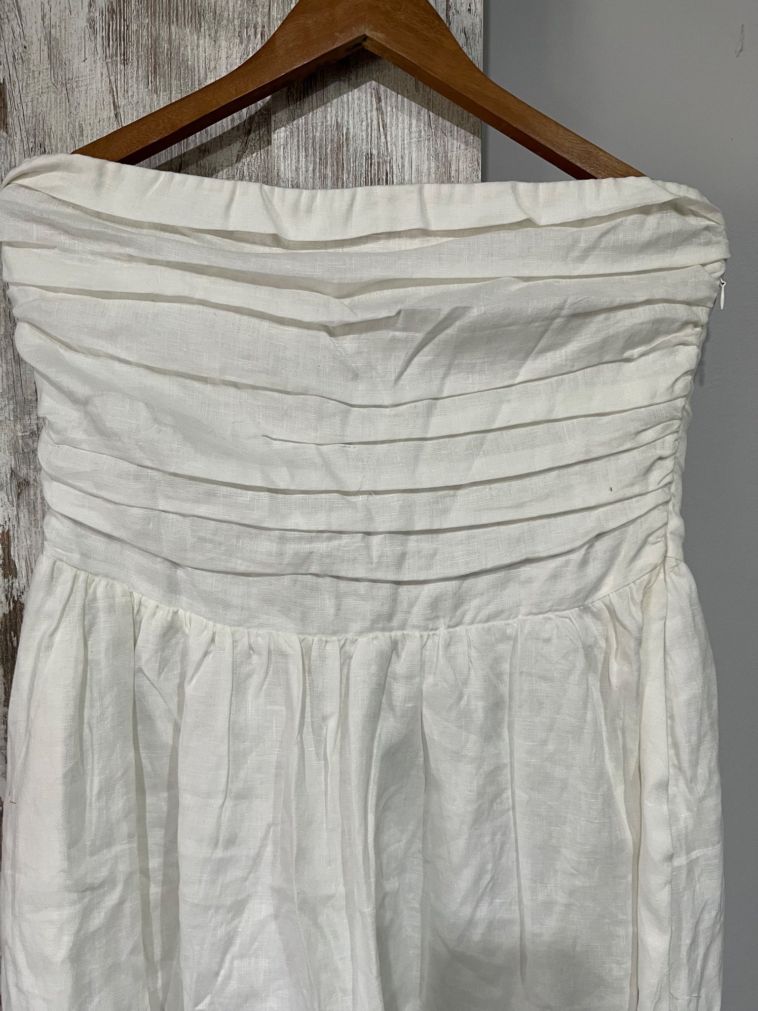 White Strapless Linen Midi Dress Size 14 RRP $169 - Image 2