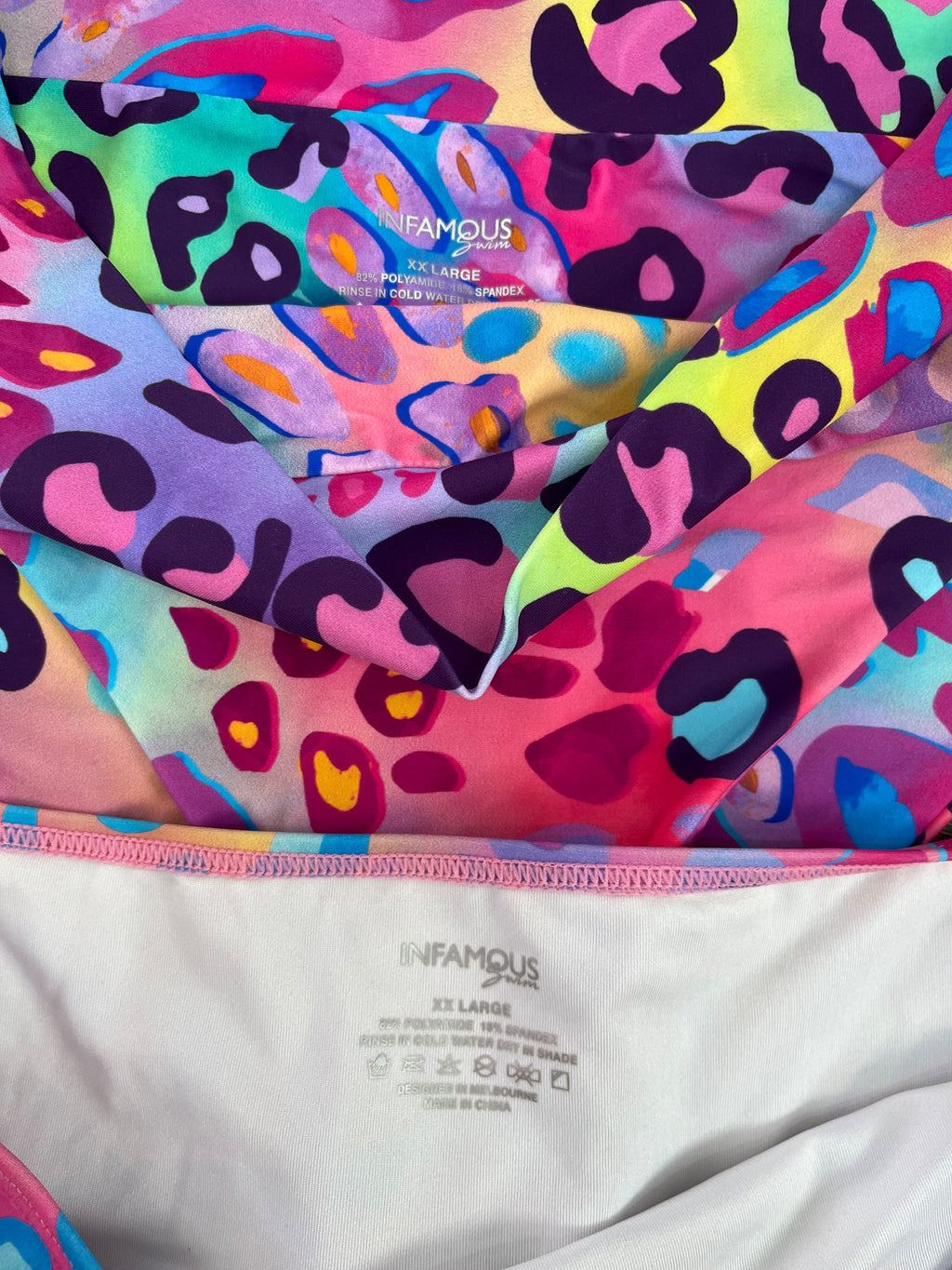 INFAMOUS Neon Rainbow Leopard Print Bikini Set - Image 2