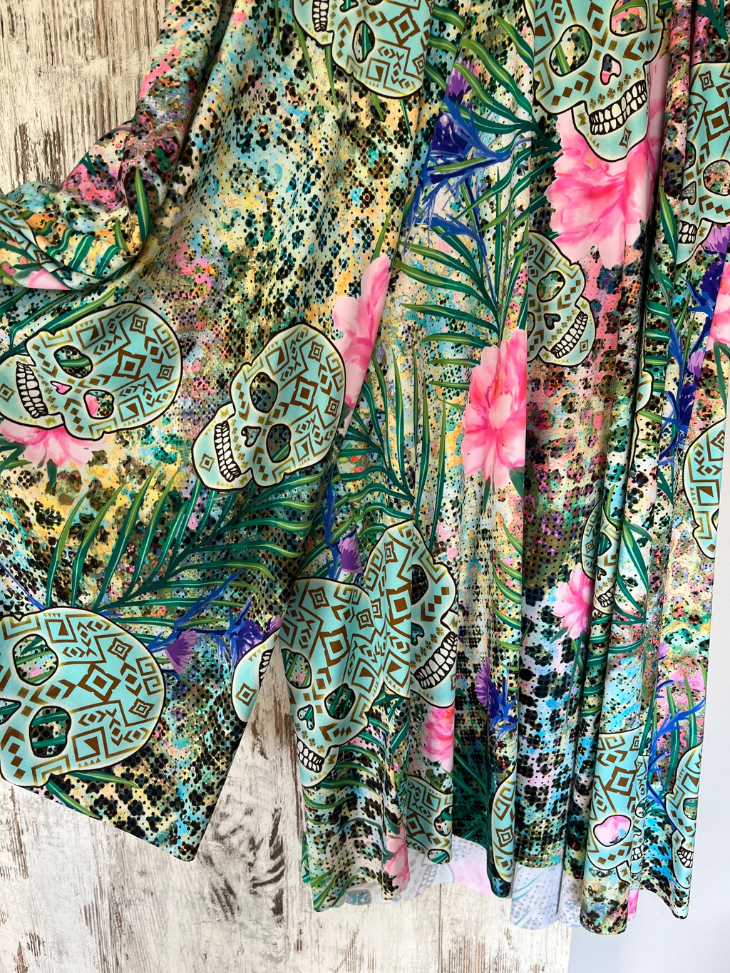 Exotica Floral Skull Print Palazzo/Cullotte length pants Women's Size XL - Image 2