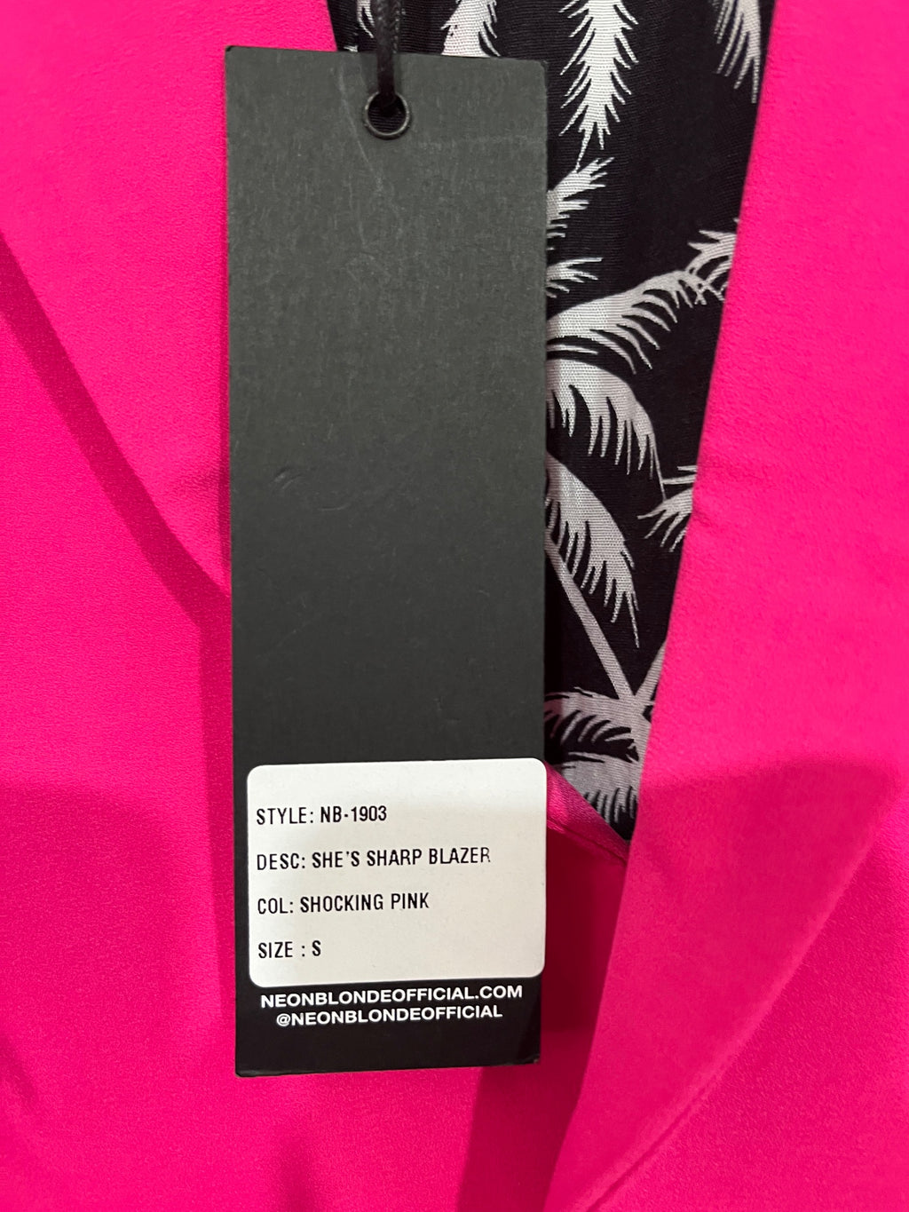 Neon Blonde She's Sharp Blazer Shocking Pink Size S - Image 2