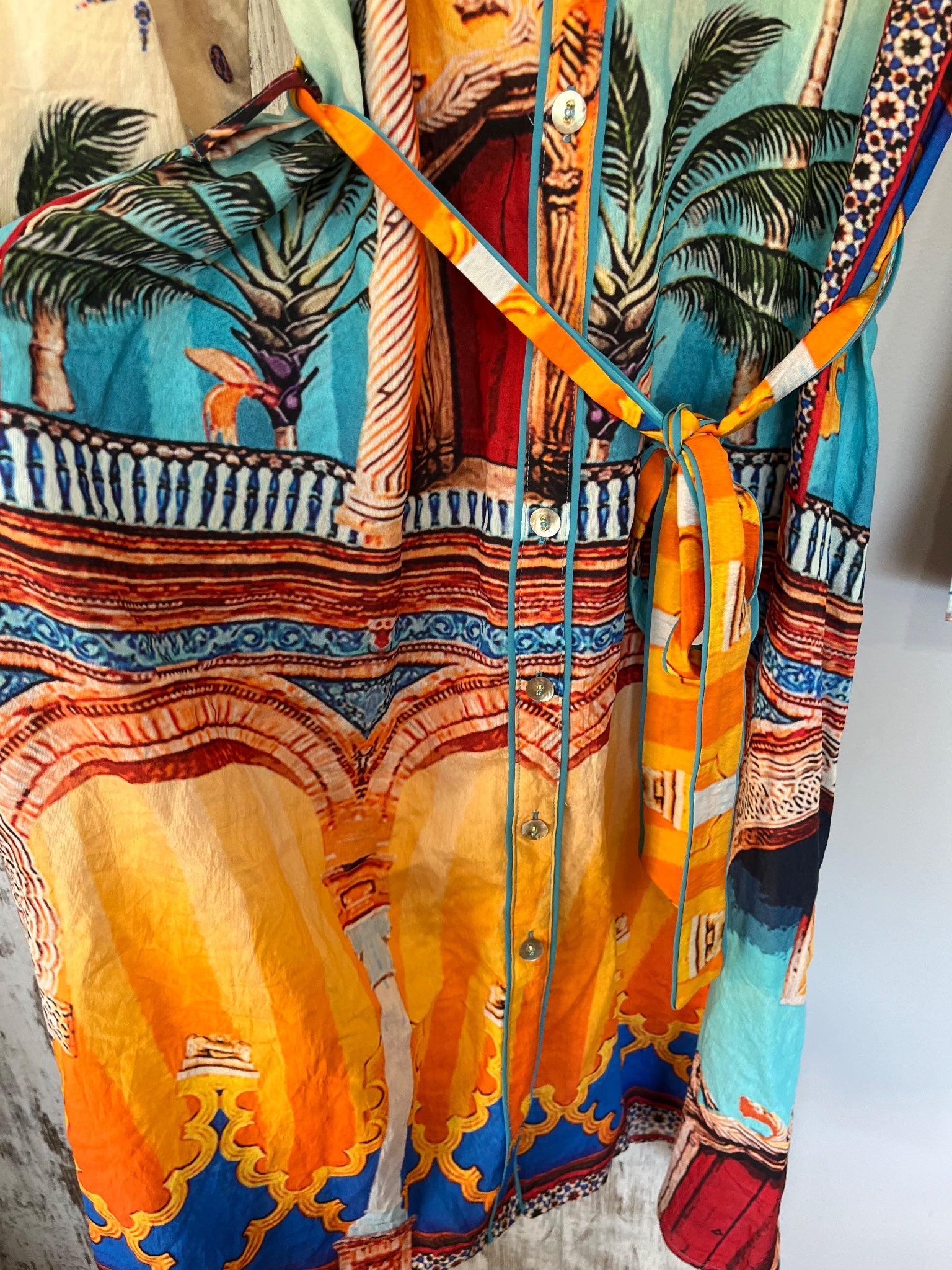 Hammock & Vine Tropical Palm Tree Print Button-Down Shirt Dress - Image 2