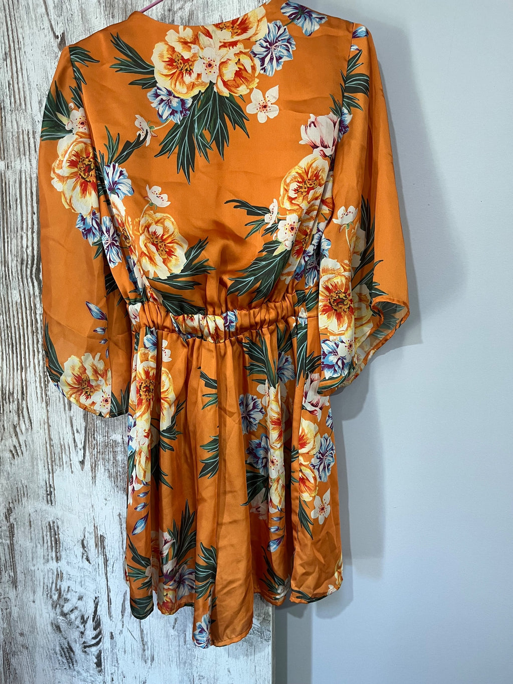 Sheike Orange Floral Tie Front Dress Size 6 - Image 3