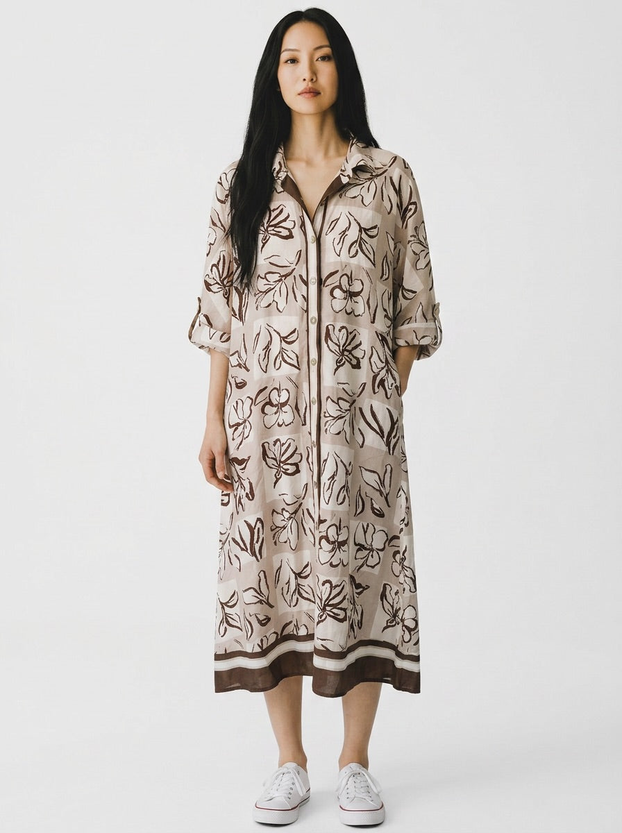 Gordon Smith Floral Print Button-Down Shirt Dress