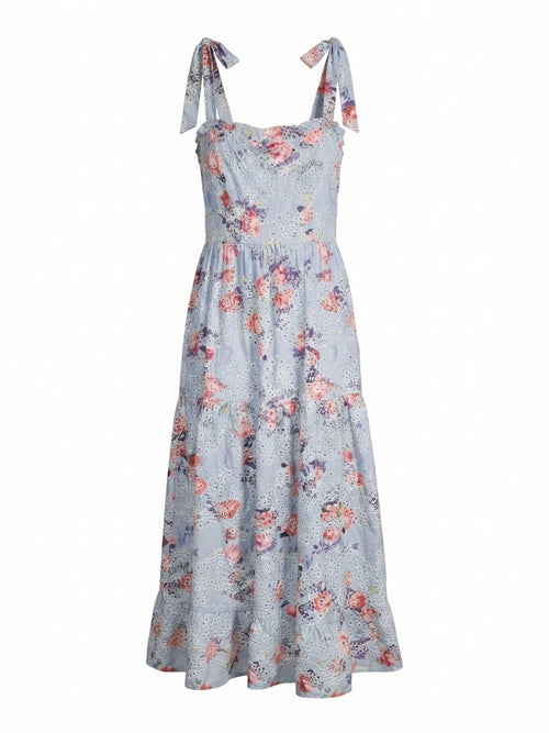 Dahlia & Sun Floral Eyelet Tiered Midi Dress size S - Image 1