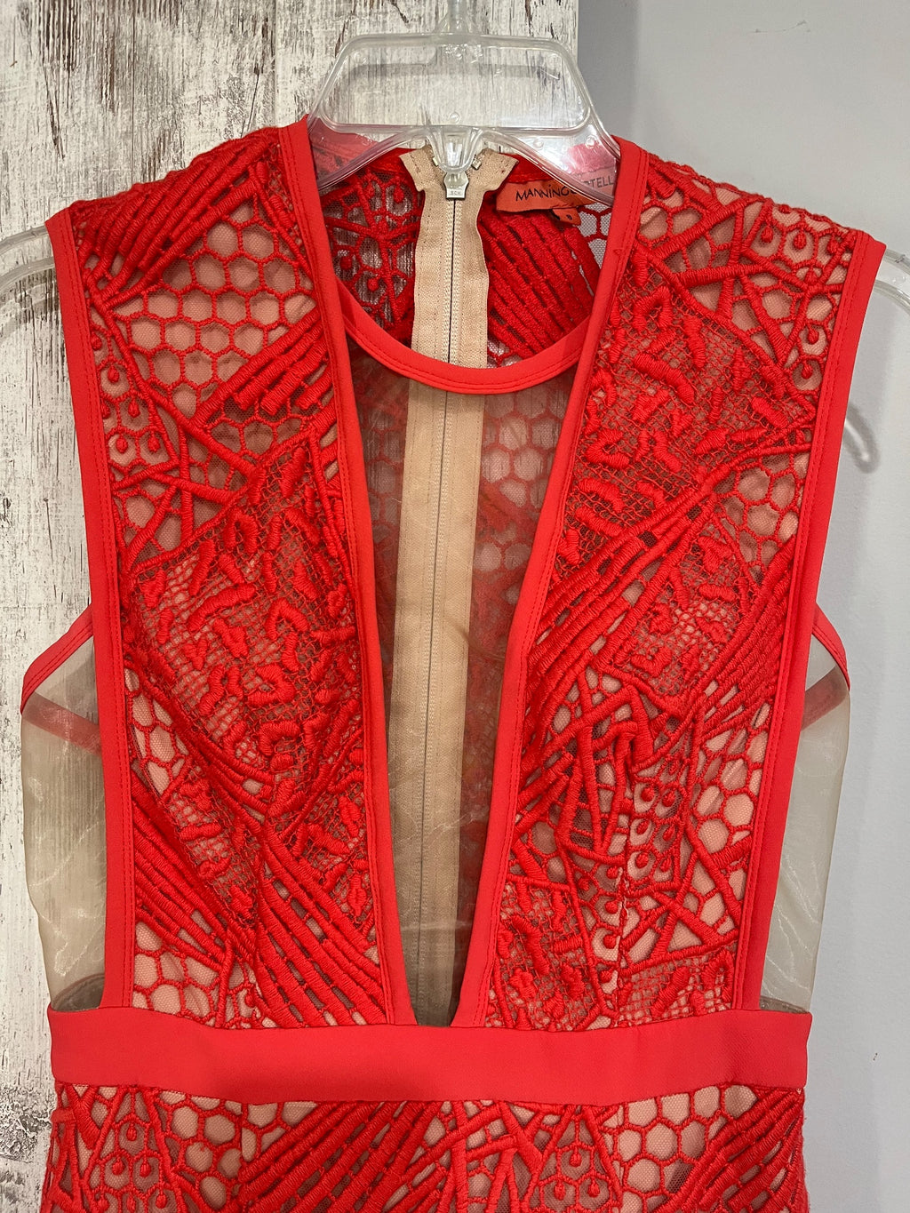 Manning Cartell Red Lace Midi Dress Size 8 - Image 2