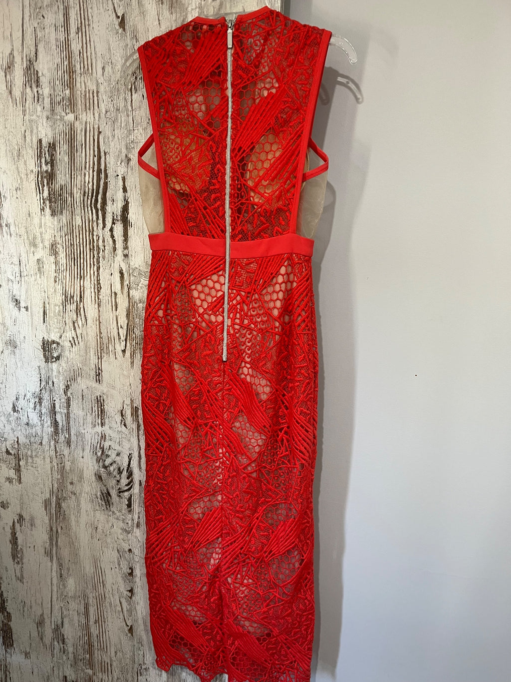 Manning Cartell Red Lace Midi Dress Size 8 - Image 4