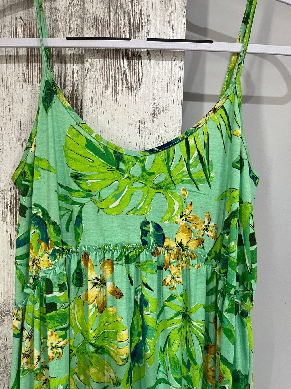 Emma & Michele Tropical Print Tiered Spaghetti Strap Maxi Dress - Image 2