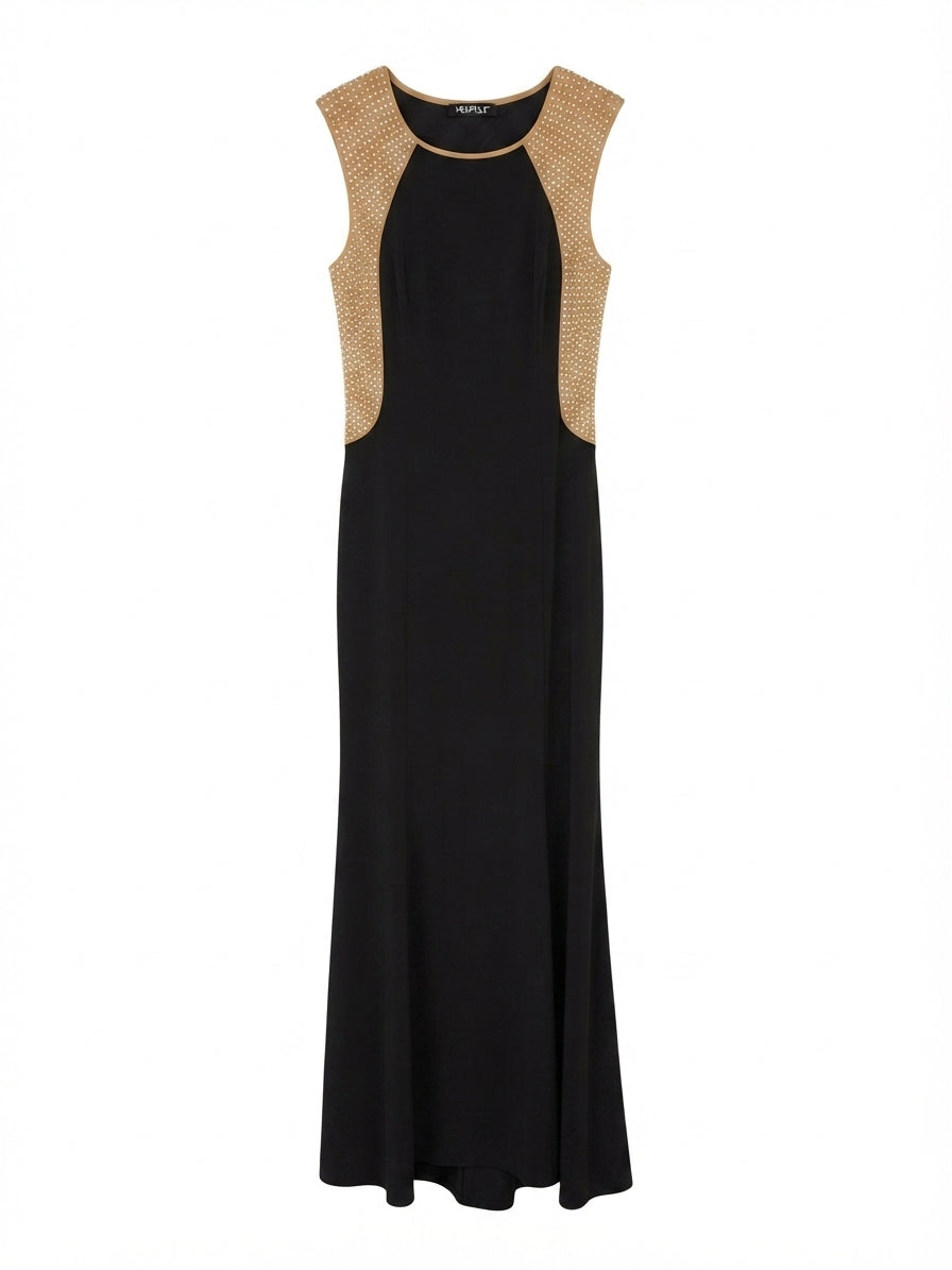 Montique Black And Tan Studded Evening Gown size 12 - Image 1